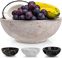 GustoNostro 8" Travertine Decorative Bowl - Elegant Stone Fruit Bowl, Coffee Table Centerpiece, Kitchen Catchall for Jewelry & Potpourri