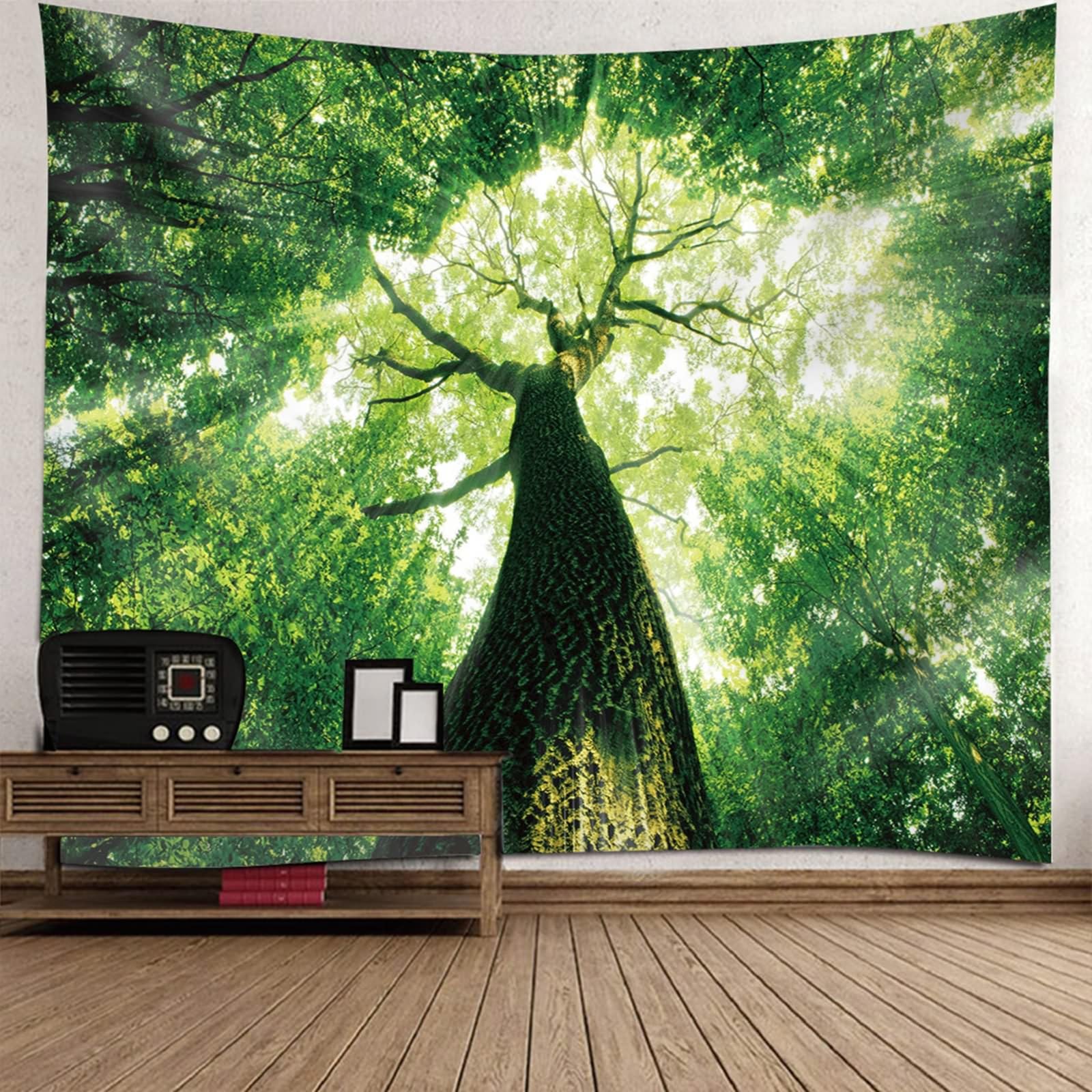 Tapiz de poliéster para colgar en la pared, 300 x 256 cm, para dormitorio, salón, color verde