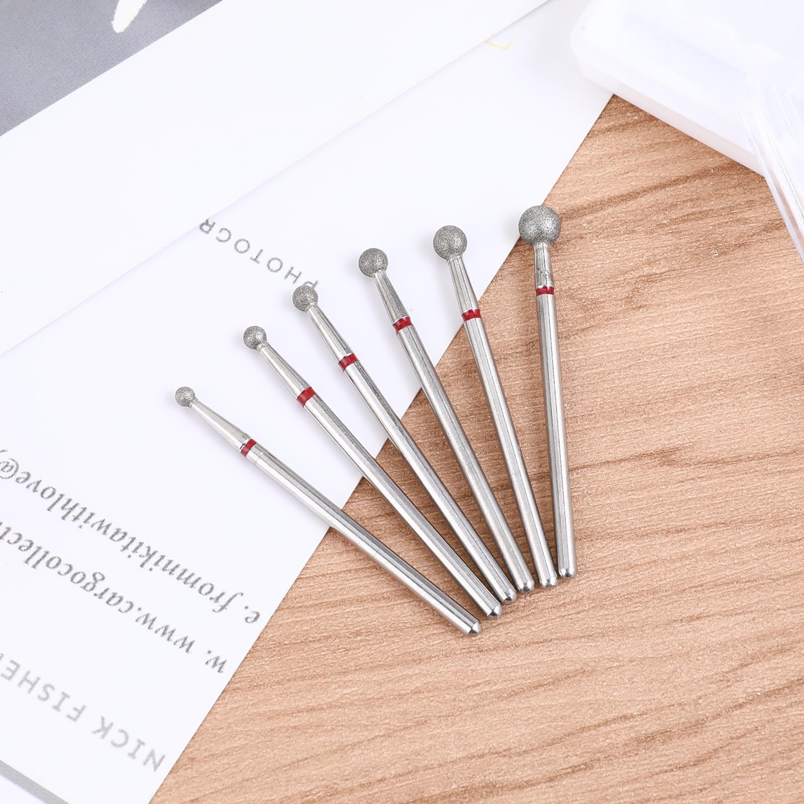 Sibba Lot de 6 Forets À Cuticules en Acier Inoxydable Avec Étui pour Manucure Pédicure Lime À Polir Têtes de Meulage Outils Professionnels en Métal Carbure pour Ongles en Gel Acrylique