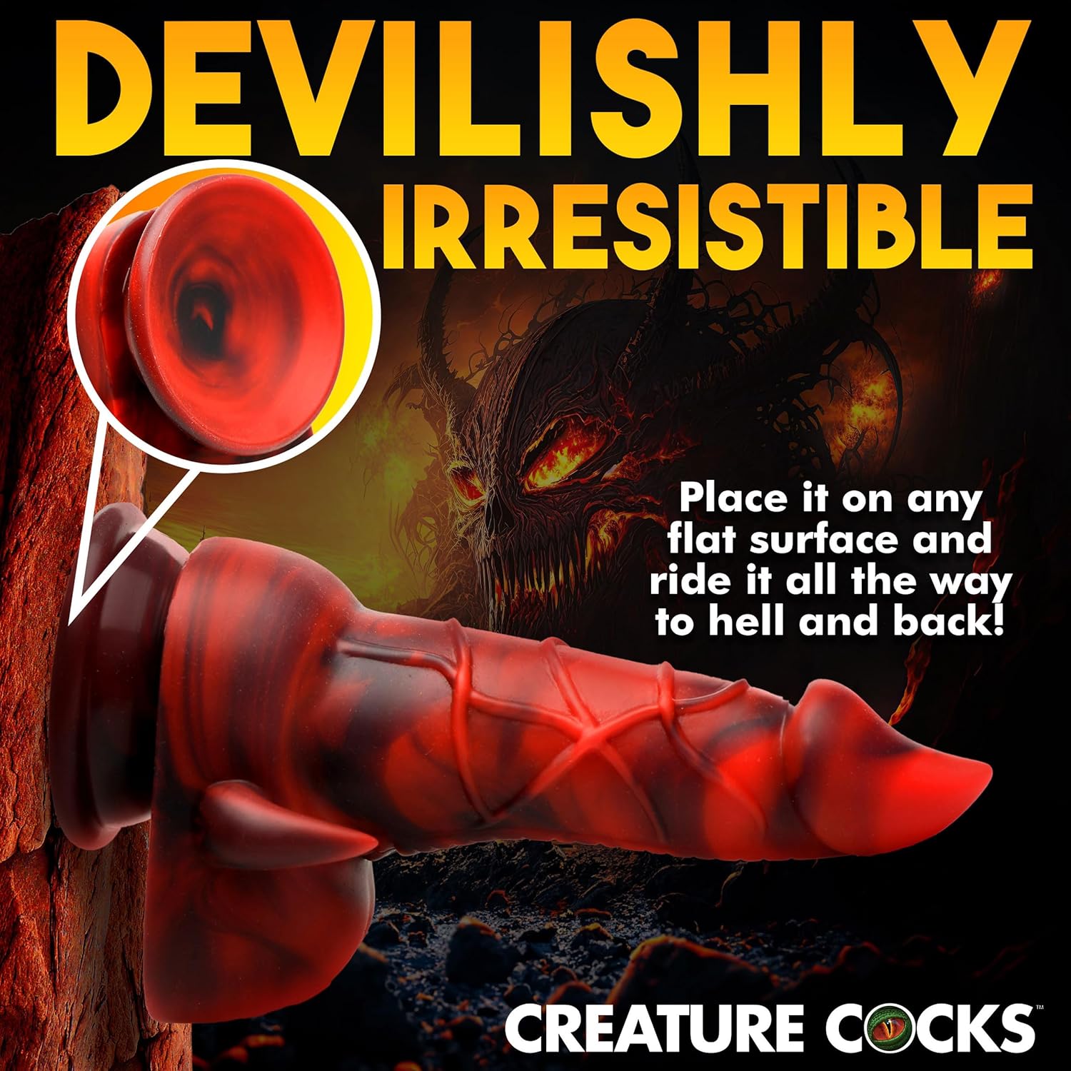 CREATURE COCKS Horned Dragon Silicone Dildo for Men, Women & Couples. Firm and Flexible, Strong Suction Base, Fantasy Dildo, Unique Texture. Premium Phthalate-Free & Body-Safe Silicone. 1 Piece, Red