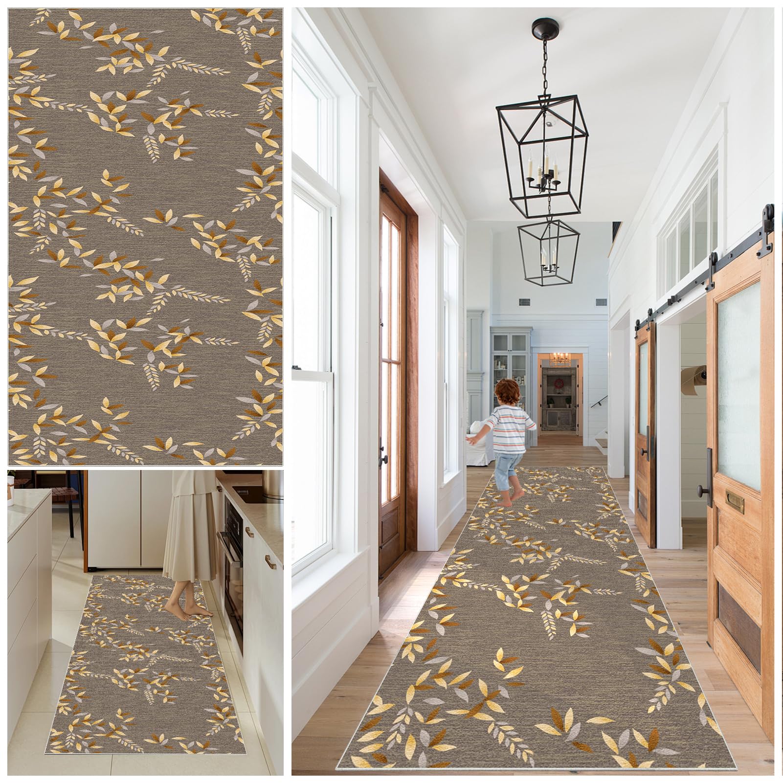 Qemgrste Extra Long Runner Rugs for Hallway Non Slip Kitchen Mat Hallway Hall Runner Washable Heavy Duty Entrance Mat carpet runners for hallways Water Absorbent Runner Mat Narrow Rugs 120 x 180 cm