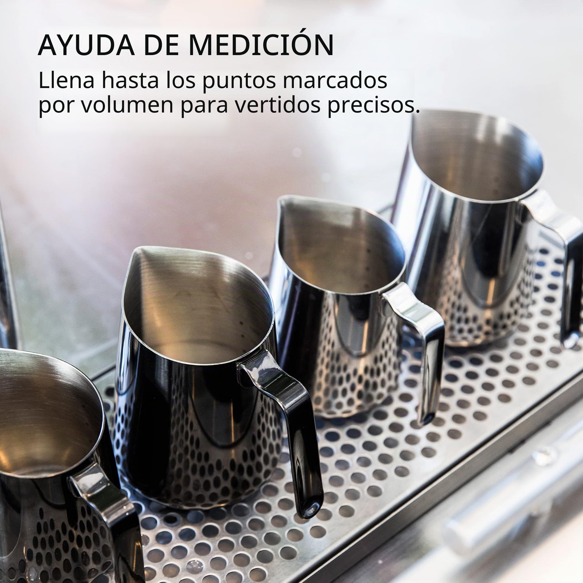 Fellow Eddy jarra de vapor para espumar leche y arte de precisión para latte, ayuda a medir, boquilla estriada, pliegue frontal afilado, acero inoxidable 304 18/8