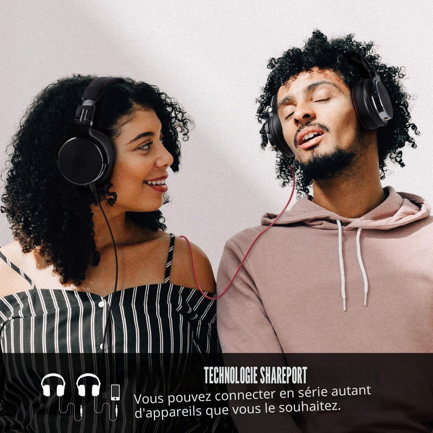 OneOdio Casque DJ pour Monitoring de Studio/Mixing Isolation Acoustique 90 ° Rotatif Boîtier & 50 mm Pilote Unité/Protéines Coques en Cuir, Over Ear Casque DJ Casque Audio avec Microphone…