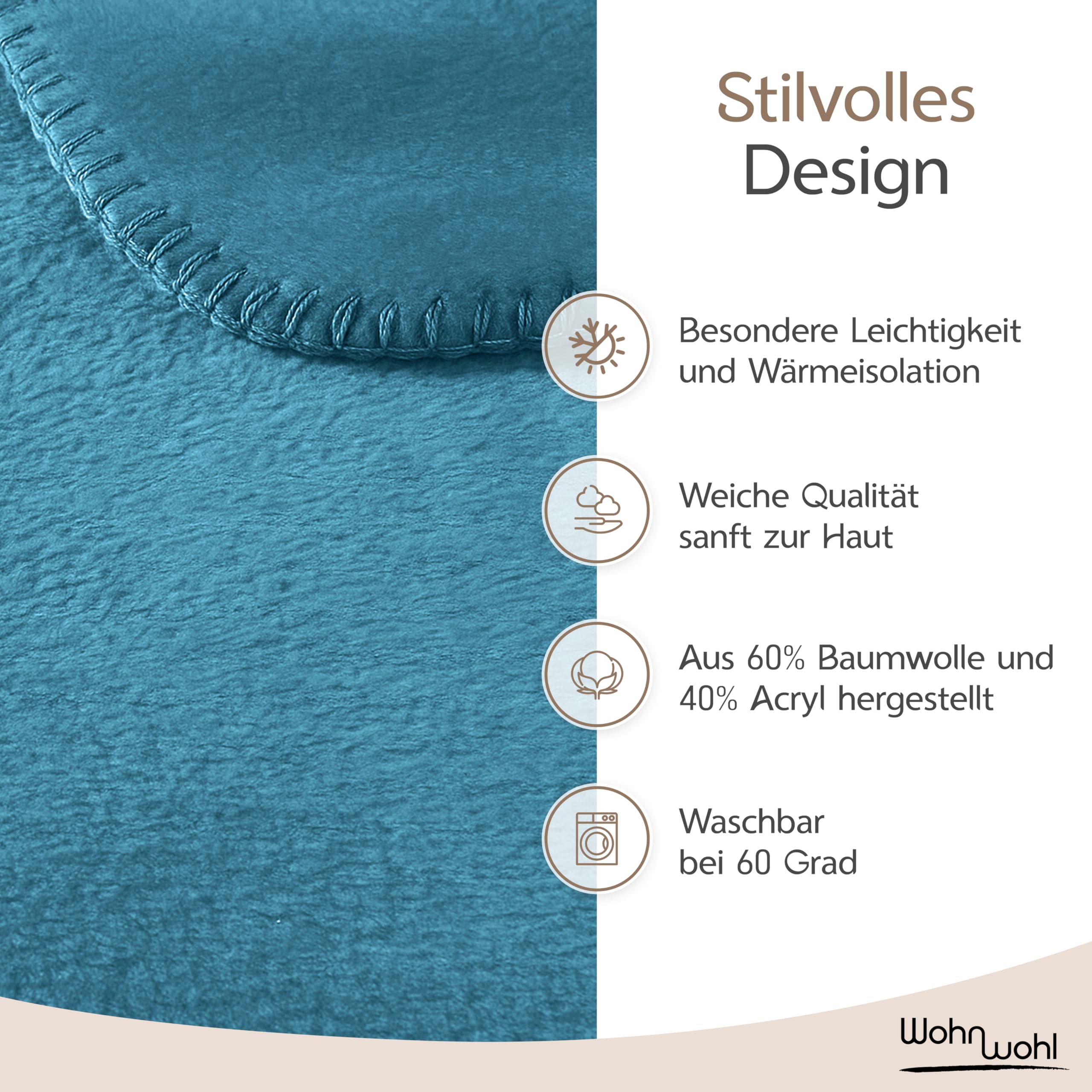 Kuscheldecke (150x200cm) • Weiche Tagesdecke • Sofadecke • Wohndecke • Schlafdecke • Oeko-Tex zertifizierte Baumwolldecke • Samtig weiche Decke • Farbe: Petrol