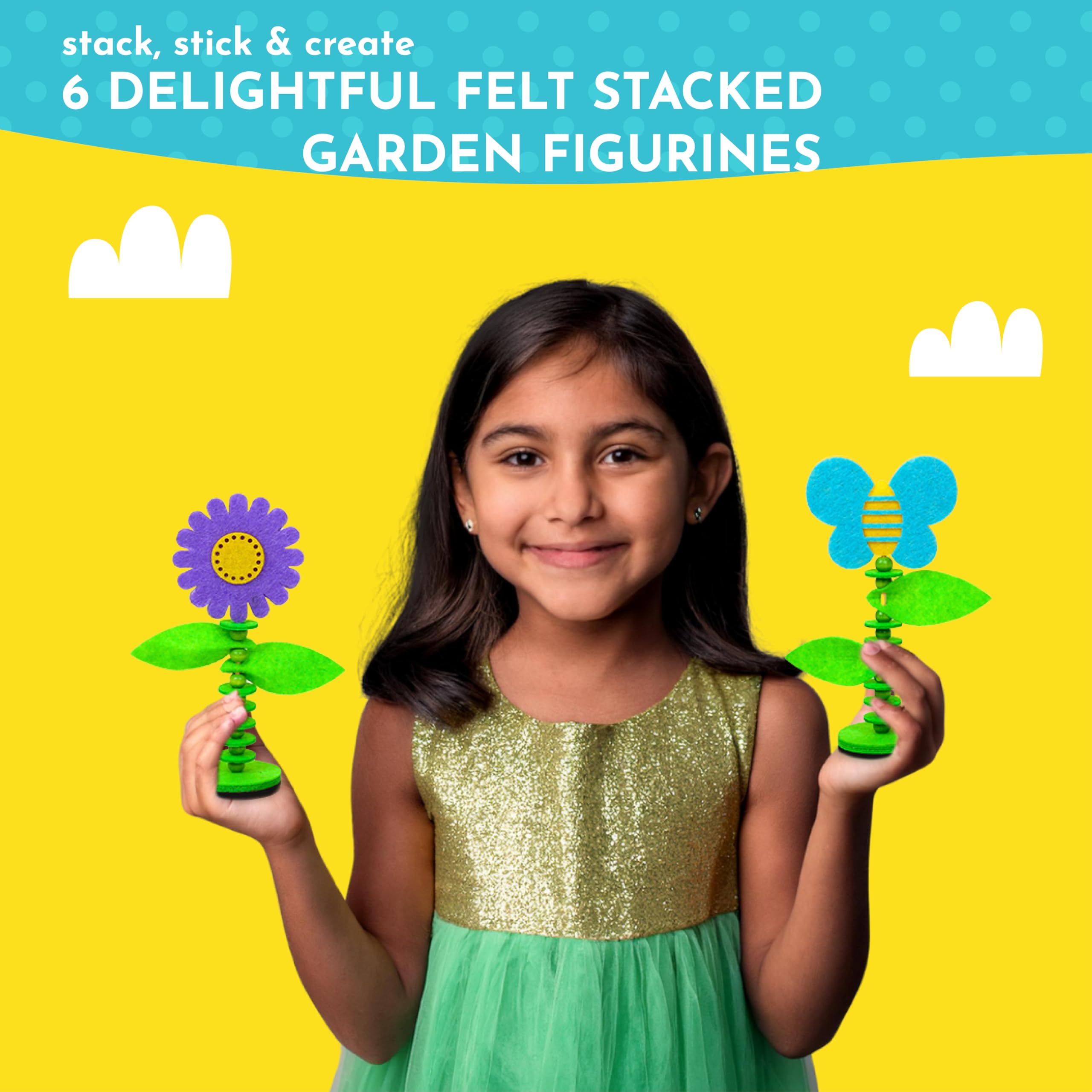 Kalakaram Stack & Sprout DIY Art & Craft Kit – Mess-Free Creative Activity for Kids, Stacking Toy Craft Kit, Gifts for Girls & Boys Ages 4, 5, 6, 7, 8, 9, Fun DIY Craft Kits for Children 4