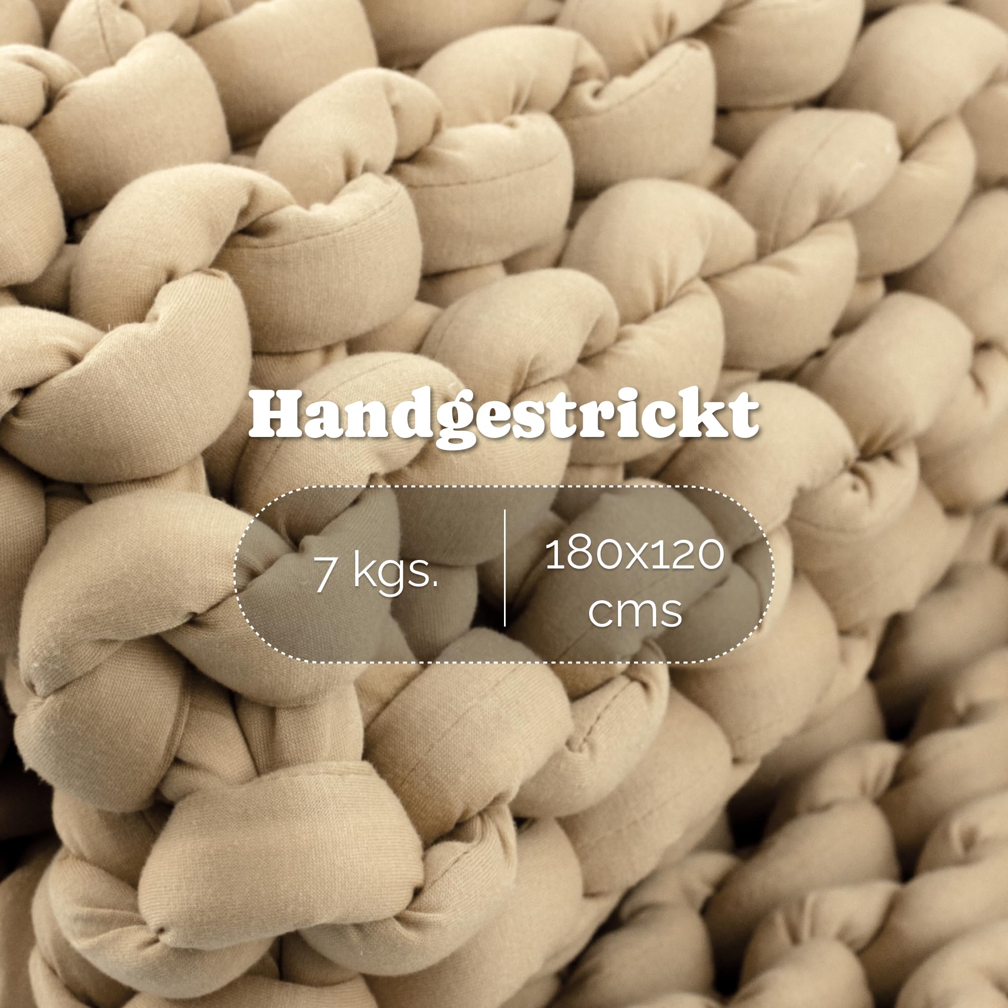 SIESTA Gewichtsdecke Premium Grobstrick Beige 7kg Atmungsaktive Therapiedecke Oeko-TEX Waschbar