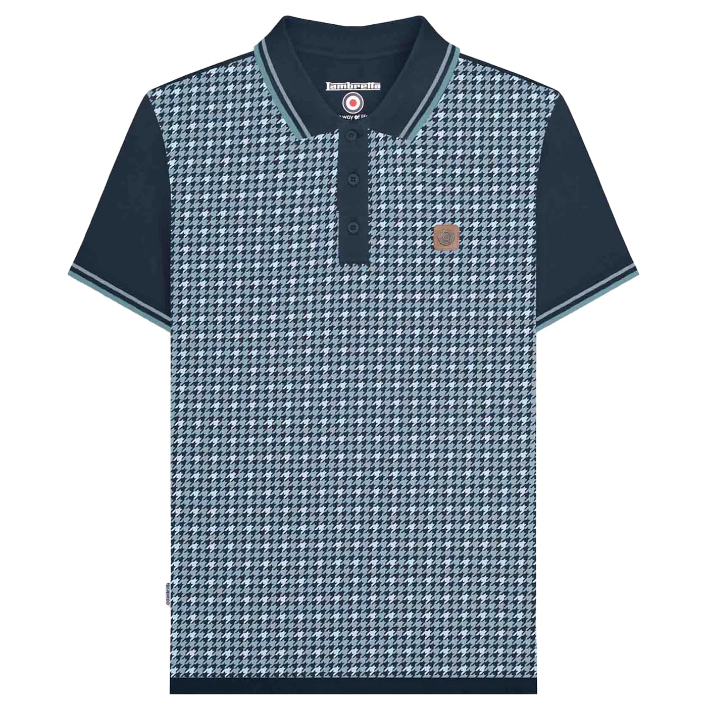 Lambretta Men's Navy Ss25 Houndstooth Big & Tall Polo Shirt (3Xl) (Navy)