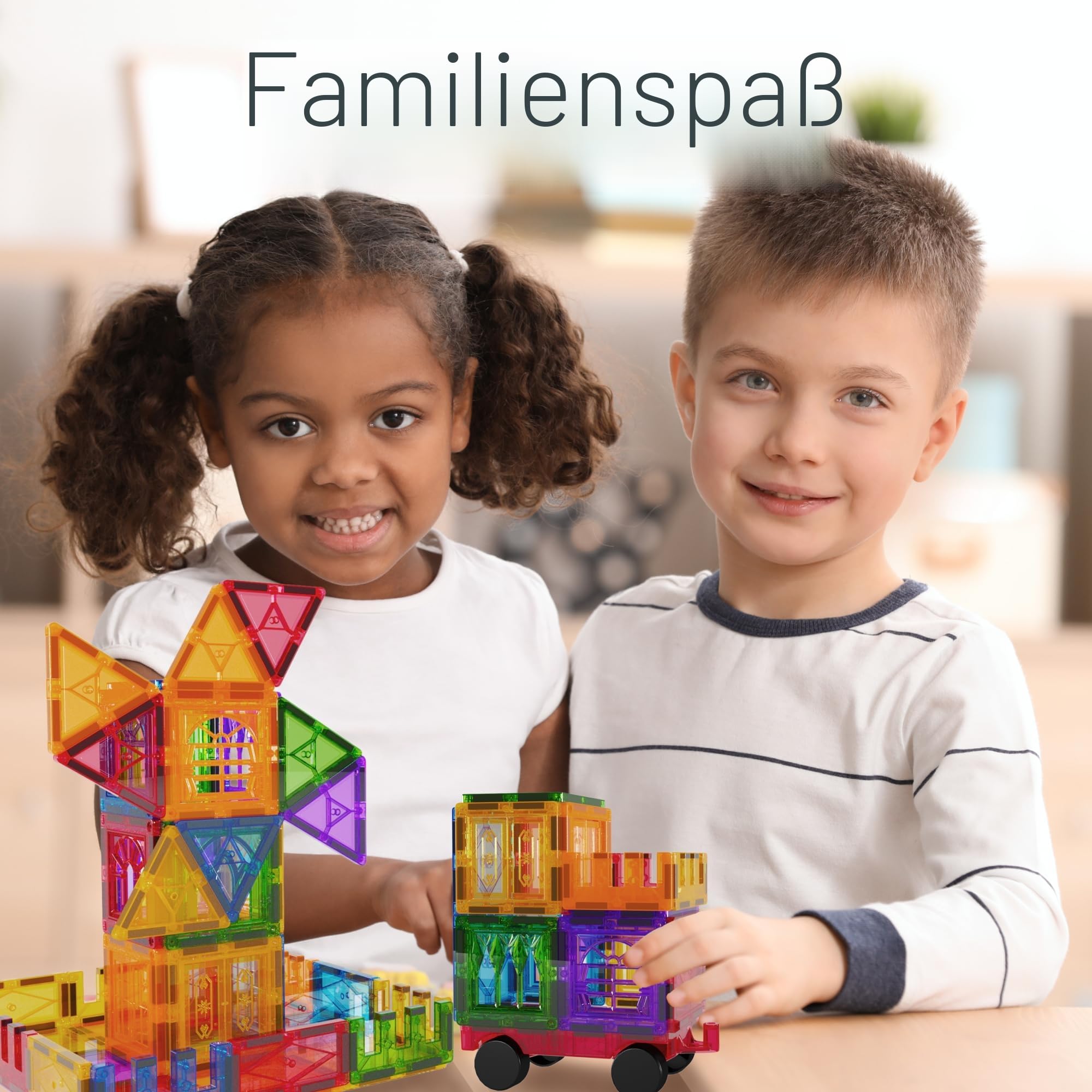 Desire Deluxe Magnetische Fliesen Bausteine Set Spielzeug für Mädchen & Jungen ab 3 Jahren – Pädagogisches Magnet-STEM-Lern-Konstruktionsspielzeug Vorschule Gehirnentwicklungsspielzeug für Kinder