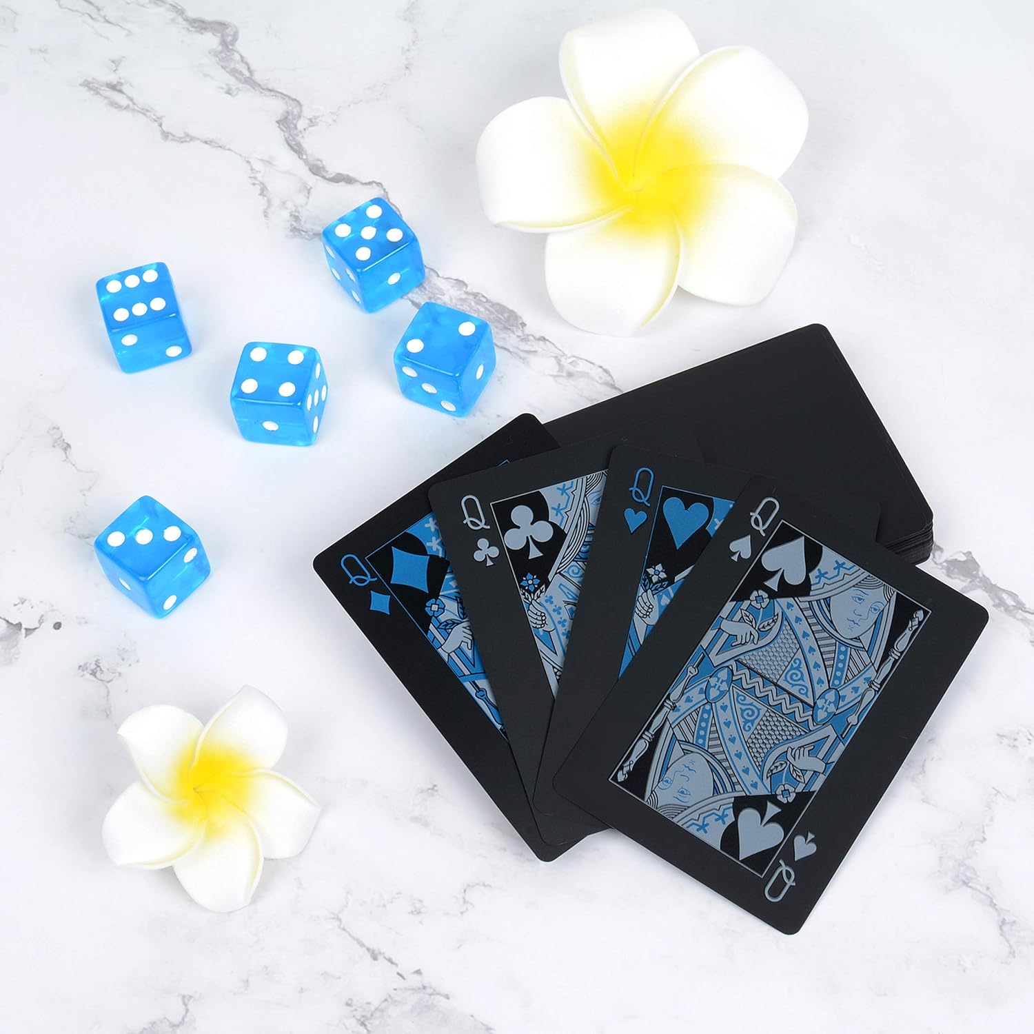 Poker Playing Cards Dice Sets Poker Table Cards PVC Stacking Cup Dice Grade AAA Precision Casino Craps Dice with Razor Edges and Corners