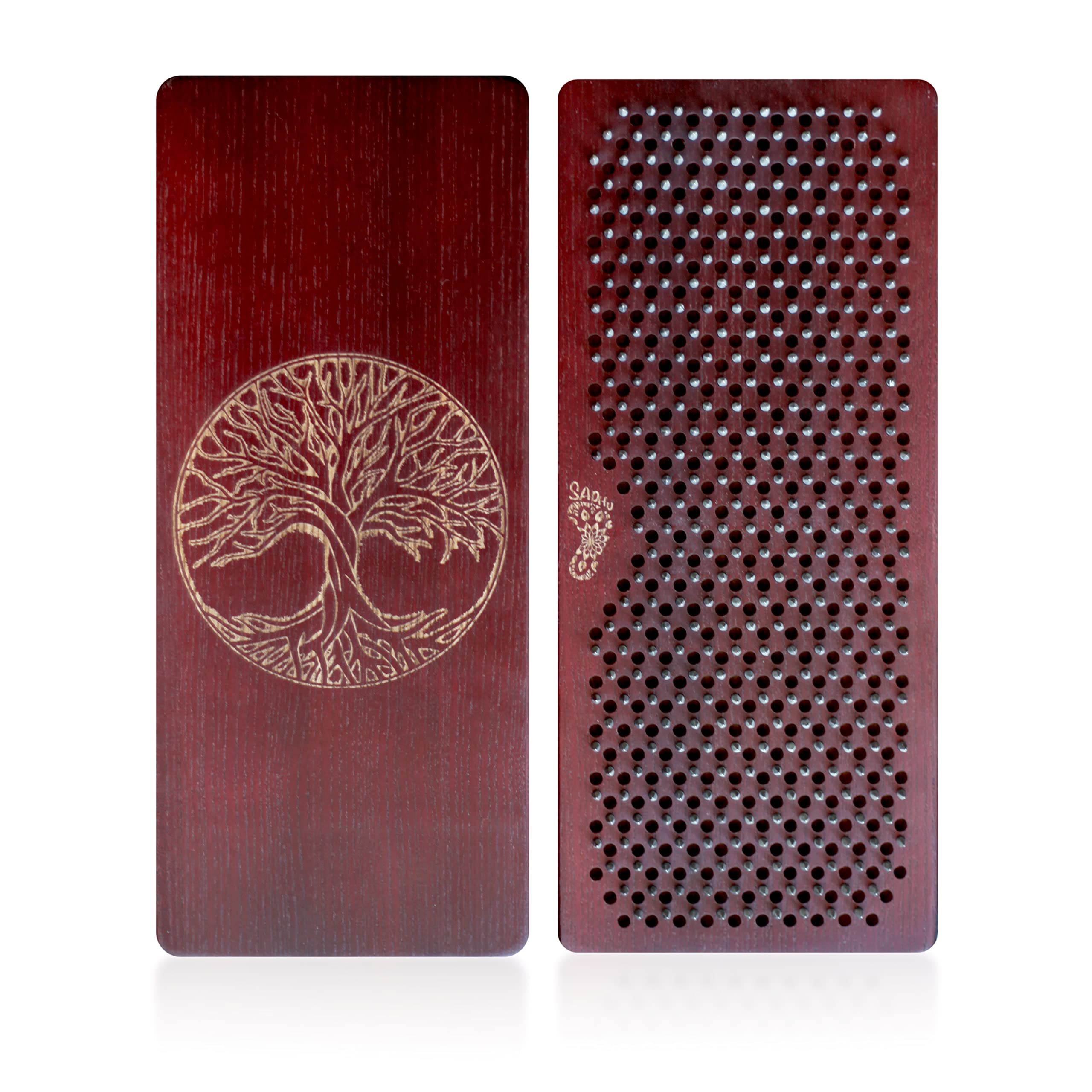 Oh! Sadhu Board Nails from 100% Natural Ash Wood for Yoga Meditation, Handmade Board for Beginners, Yoga nails board, step 10mm, "Tree of Life"