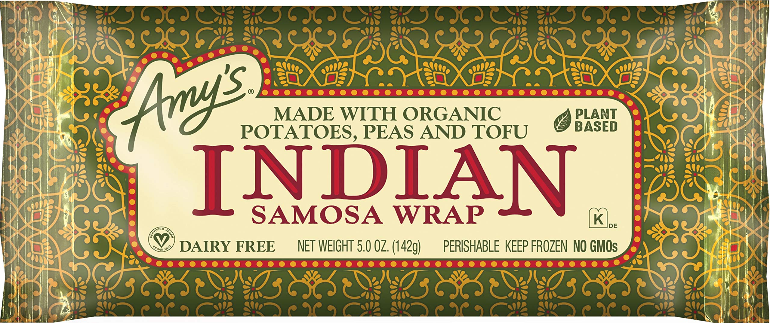 Amy's Indian Samosa Wrap with Vegetables and Tofu, Frozen Meals, Dairy Free, 5 oz.