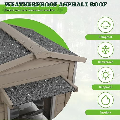 Miniatura 3 de Casa para Perros de Exterior Resistente a la Intemperie y Perrera para Perros de Interior de Madera con Marco de Hierro a Prueba de Mordidas, Piso