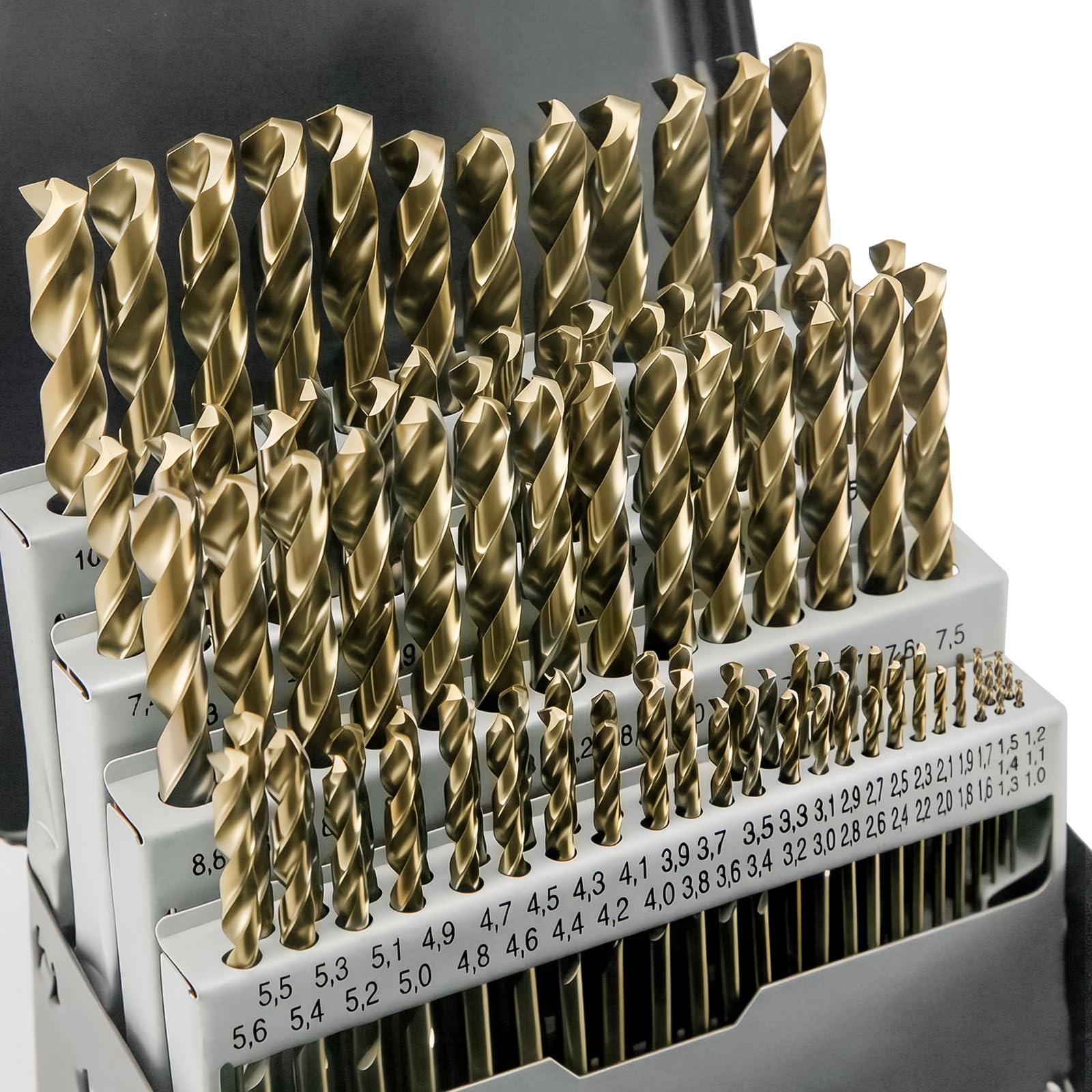 GERYWOLF 91pcs Cobalt Drill Bit Set, M35 HSS Metal Drill Bits for Stainless Steel, Cast Iron and Hard Metal, with Indexed Iron Case, (1.0-10.0mmX0.1mm)