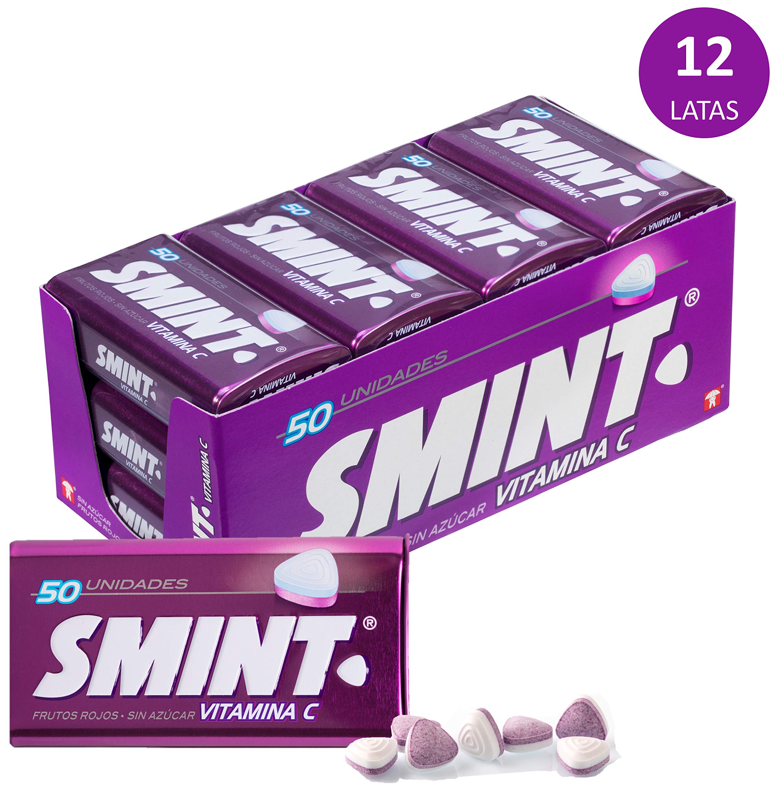Smint Tin Frutos Rojos Caramelo Comprimido Sin Azúcar 12 unidades 35 gr