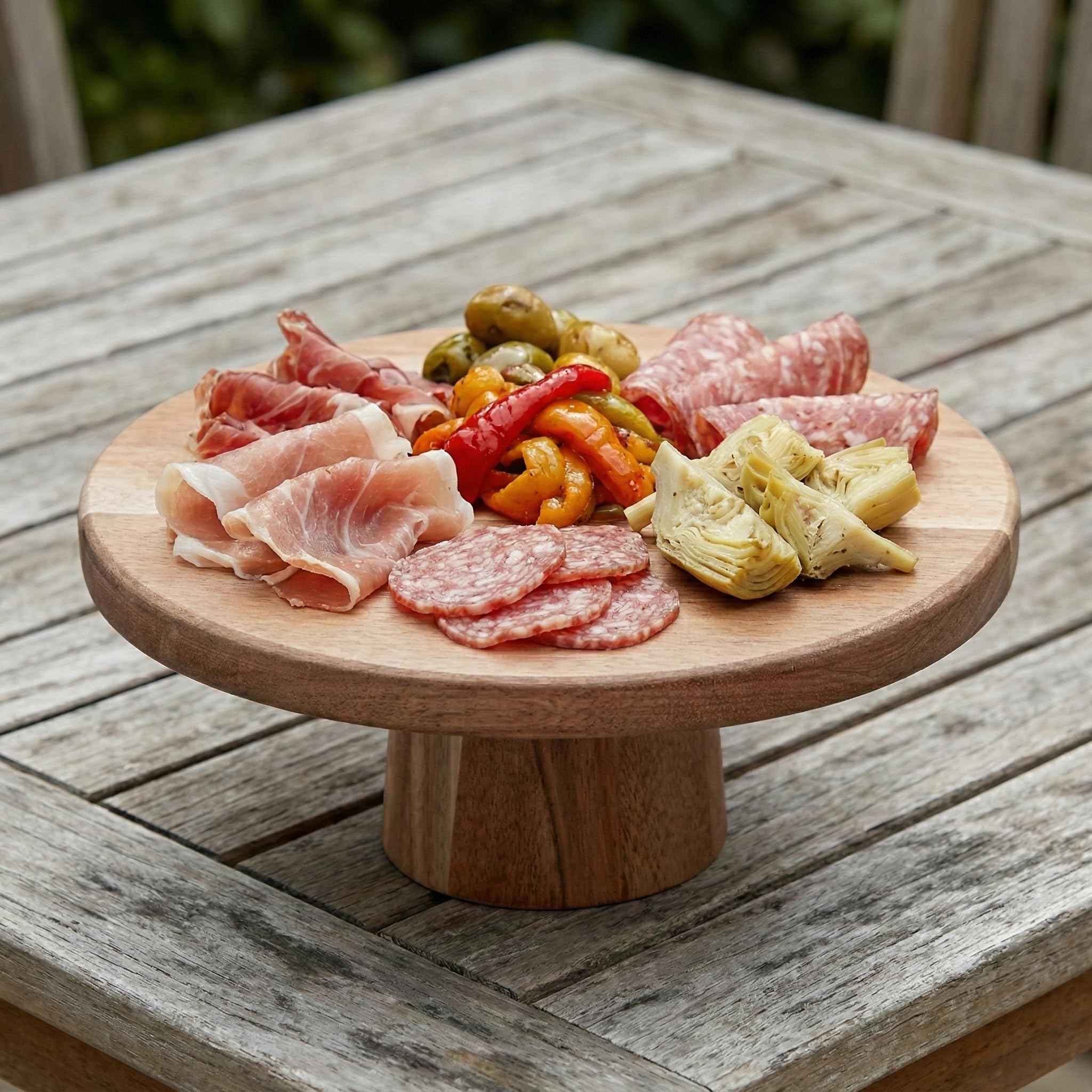 Deconox Doğal Akasya Ahşap Ayaklı Sunum Tahtası ve Kesme Panosu - 24.5x9.5x1.5 cm Dekoratif Kahve, Peynir ve Sushi Servis Tepsisi