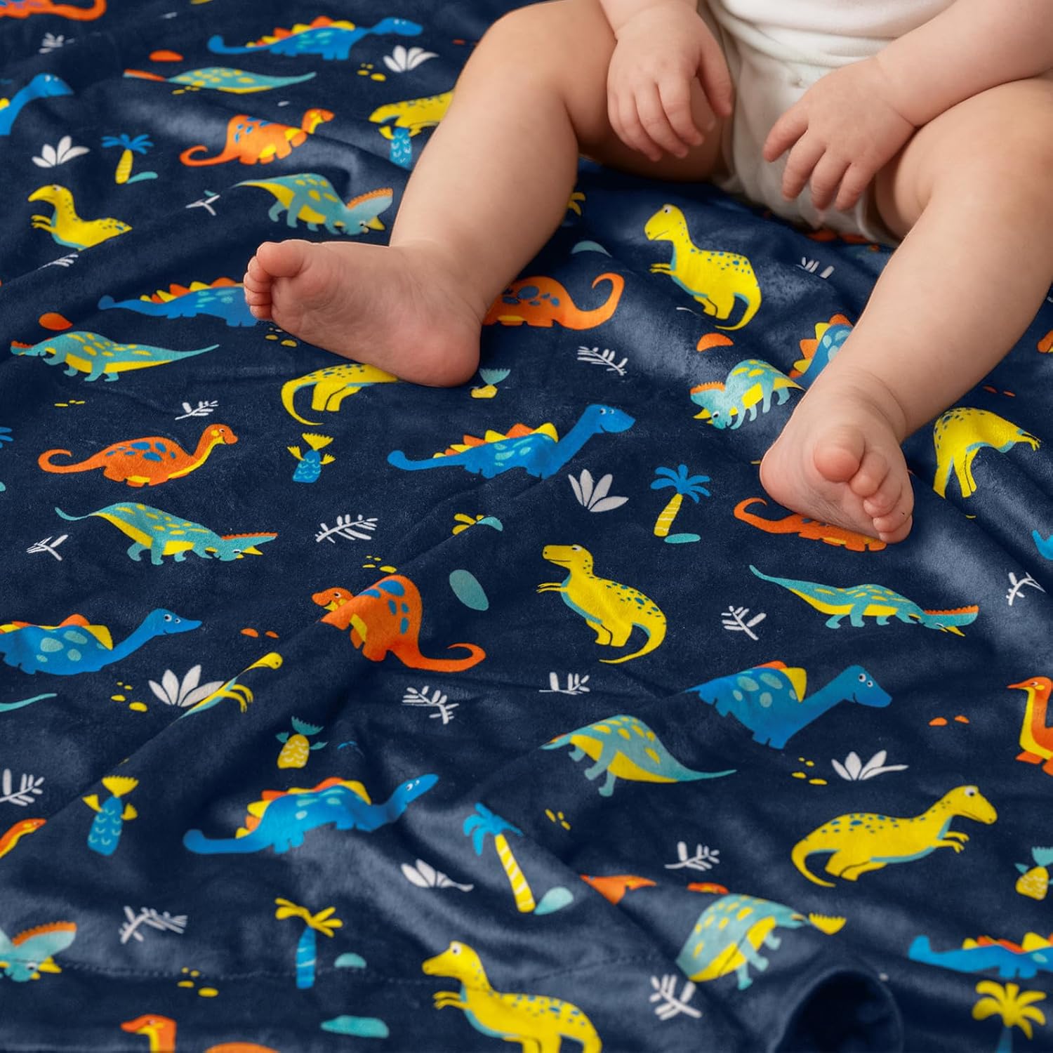 david's kids Micro Fleece Minky Baby Blanket for Boys with Double Layer and Soothing Raised Dots, Breathable and Soft Lightweight Receiving Blanket for Newborns, 30x40 Inches, Dinosaur - Image 5