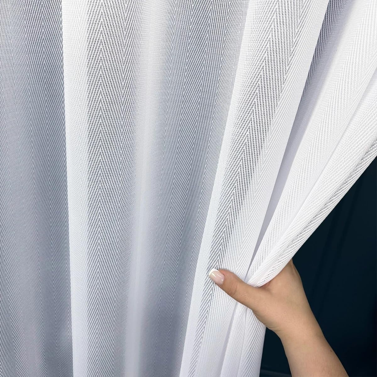 Tenda Bianca Jacquard 400x280 cm (LxA) Nissi Corta e Lunga con Nastro Arricciatenda per Soggiorno Cucina Camera da Letto