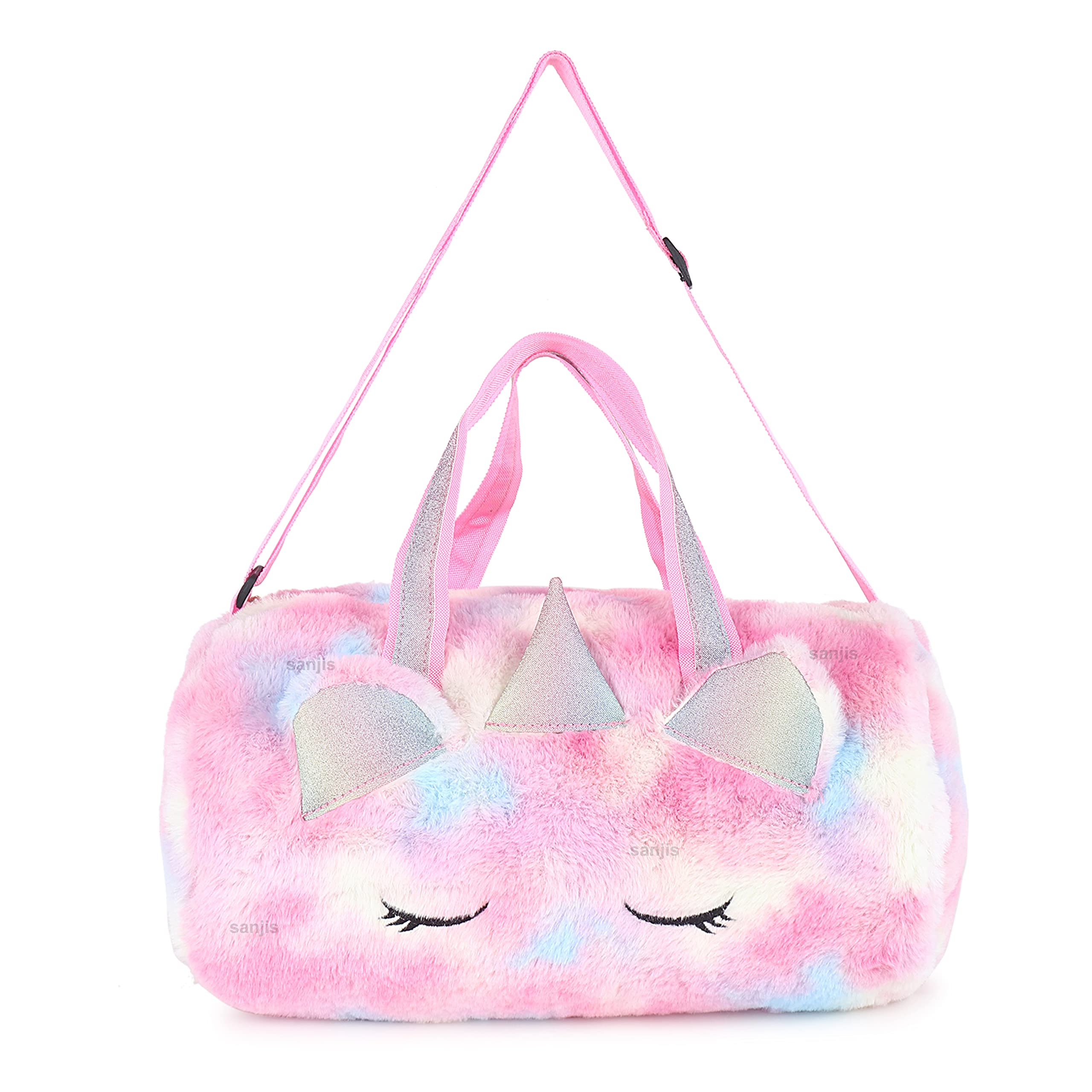 Sanjis EnterpriseFur Cute Cartoon Duffel Bag Handbag Fur Overnight Weekender Travel Bag Fancy Tote Picnic Dance Class Bag for Small Girls