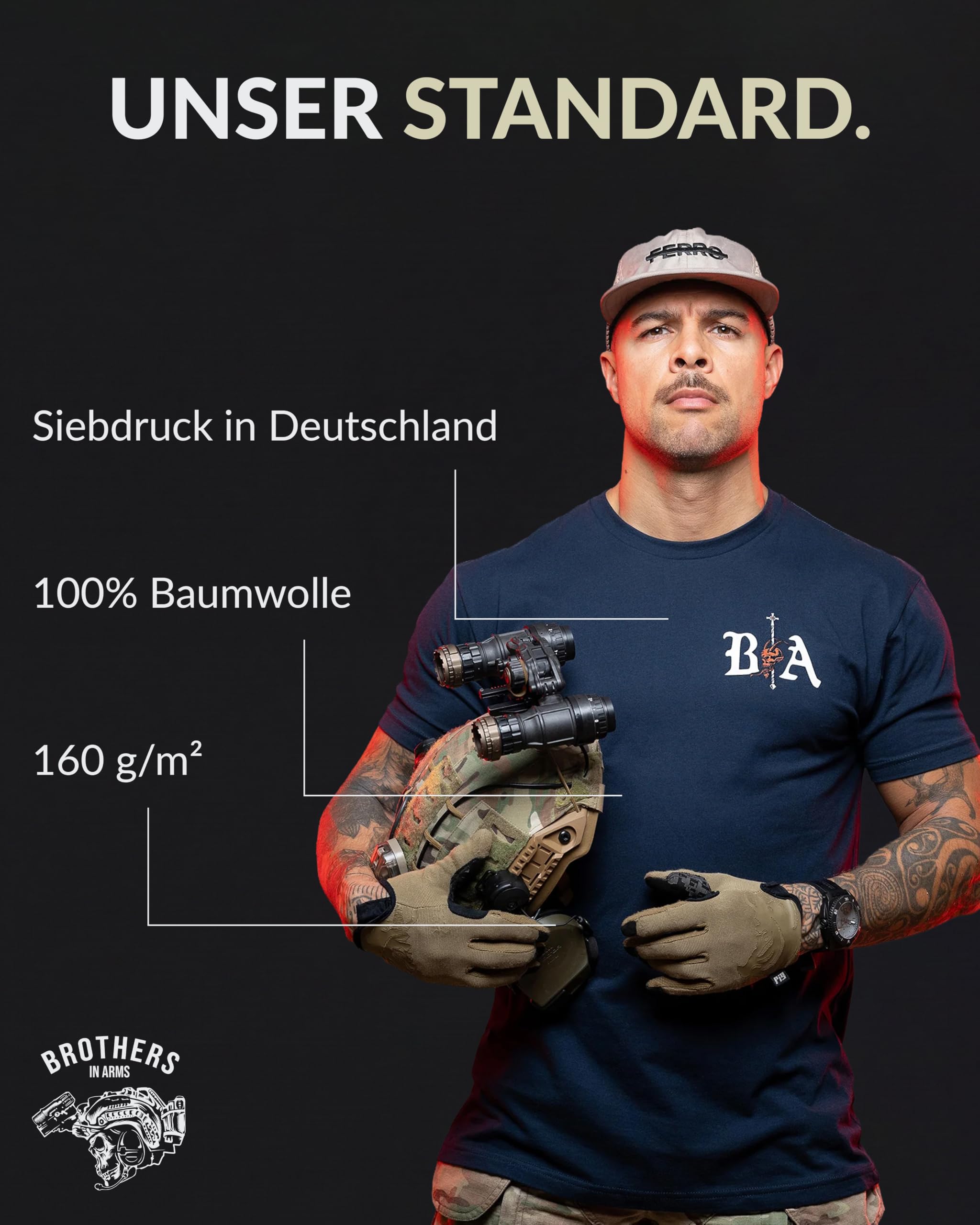Brothers in Arms Herren T-Shirt „Kill Your Demons“ – athletische Passform - aus 100% Baumwolle für maximalen Komfort – hochwertiger Druck, designed in Germany