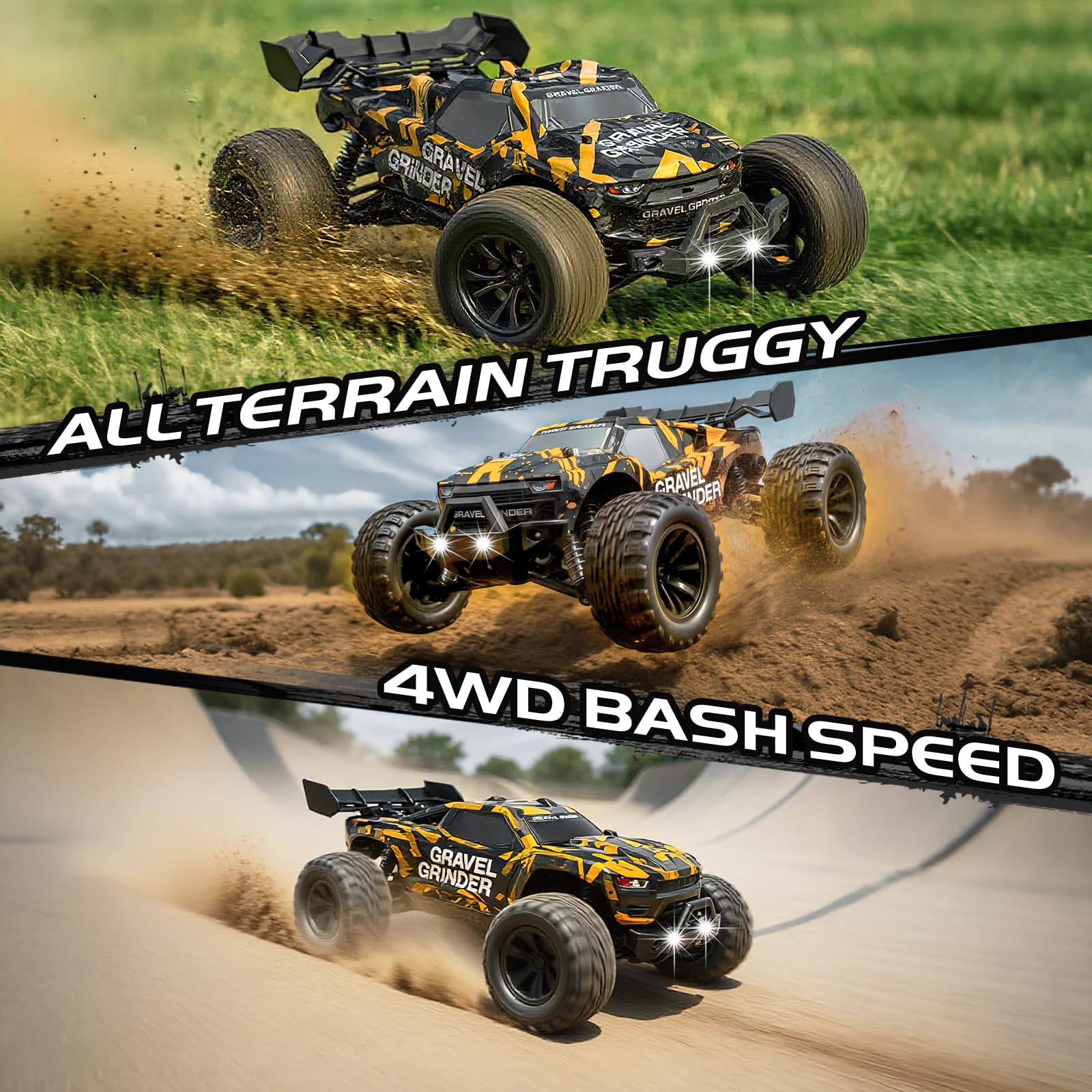 YESHIN Ferngesteuertes Auto 1:14 All-Terrain RC Auto für Erwachsene & Jungen, 4WD RTR Offroad RC Auto 40 km/h mit Vollmetall-Antrieb, ölgefüllten Stoßdämpfern, 2x1500-mAh-Akkus, 2 Karosserien
