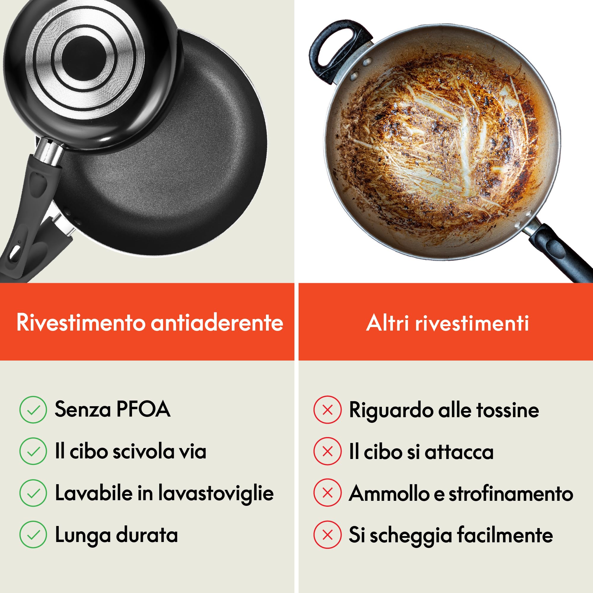 bella Set di pentole, 12 pentole e padelle con utensili, antiaderenti, senza PFOA, antigraffio, superficie di cottura compatibile con tutti i fornelli, nylon e alluminio, nero
