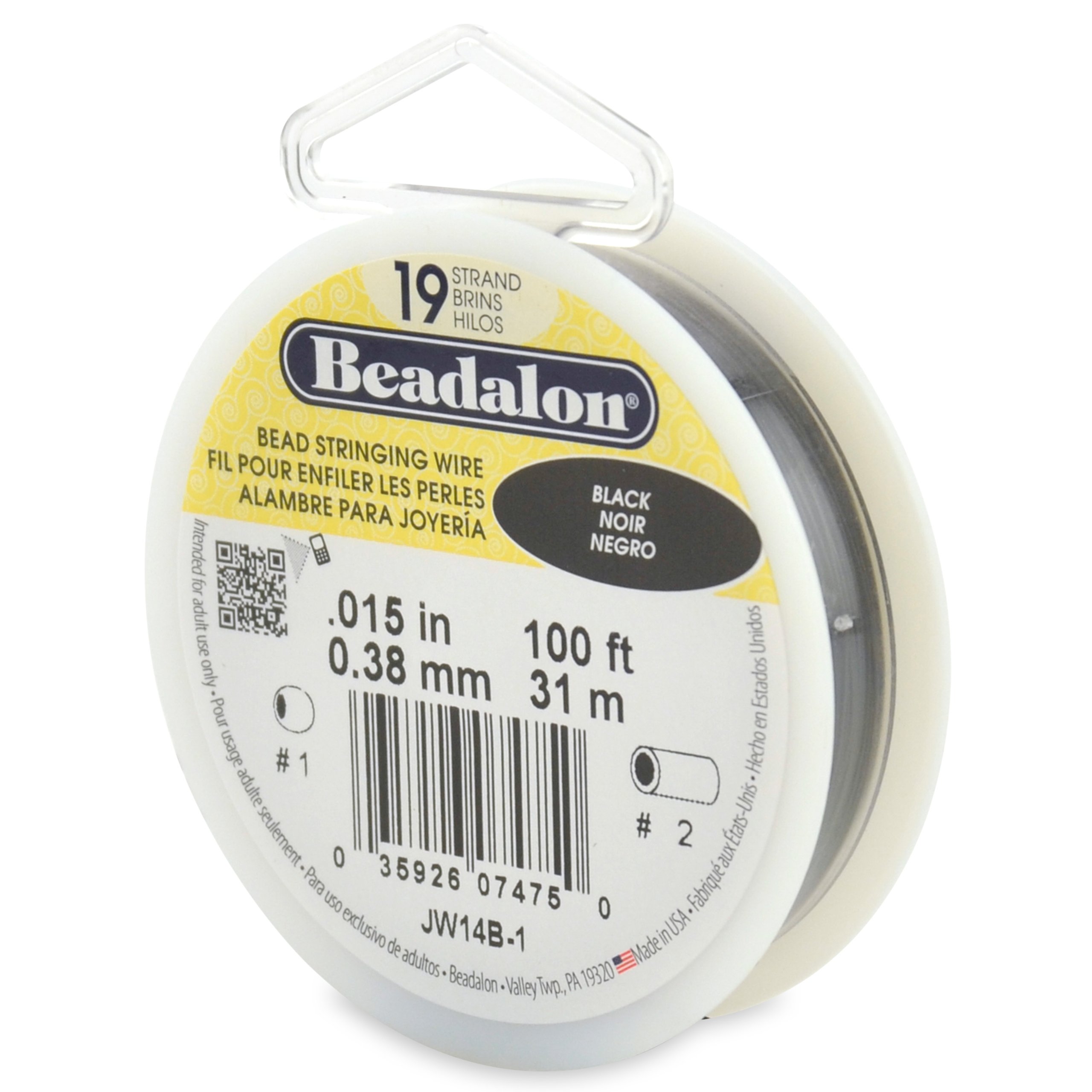 Material Beadalon JW14B-1 de bisutería: cable de acero negro para enhebrar cuentas