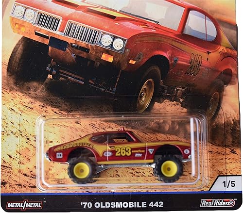 Miniatura 2 de Hot Wheels Coche Cultura Desierto Rally '70 Oldsmobile 442 15, rojodorado