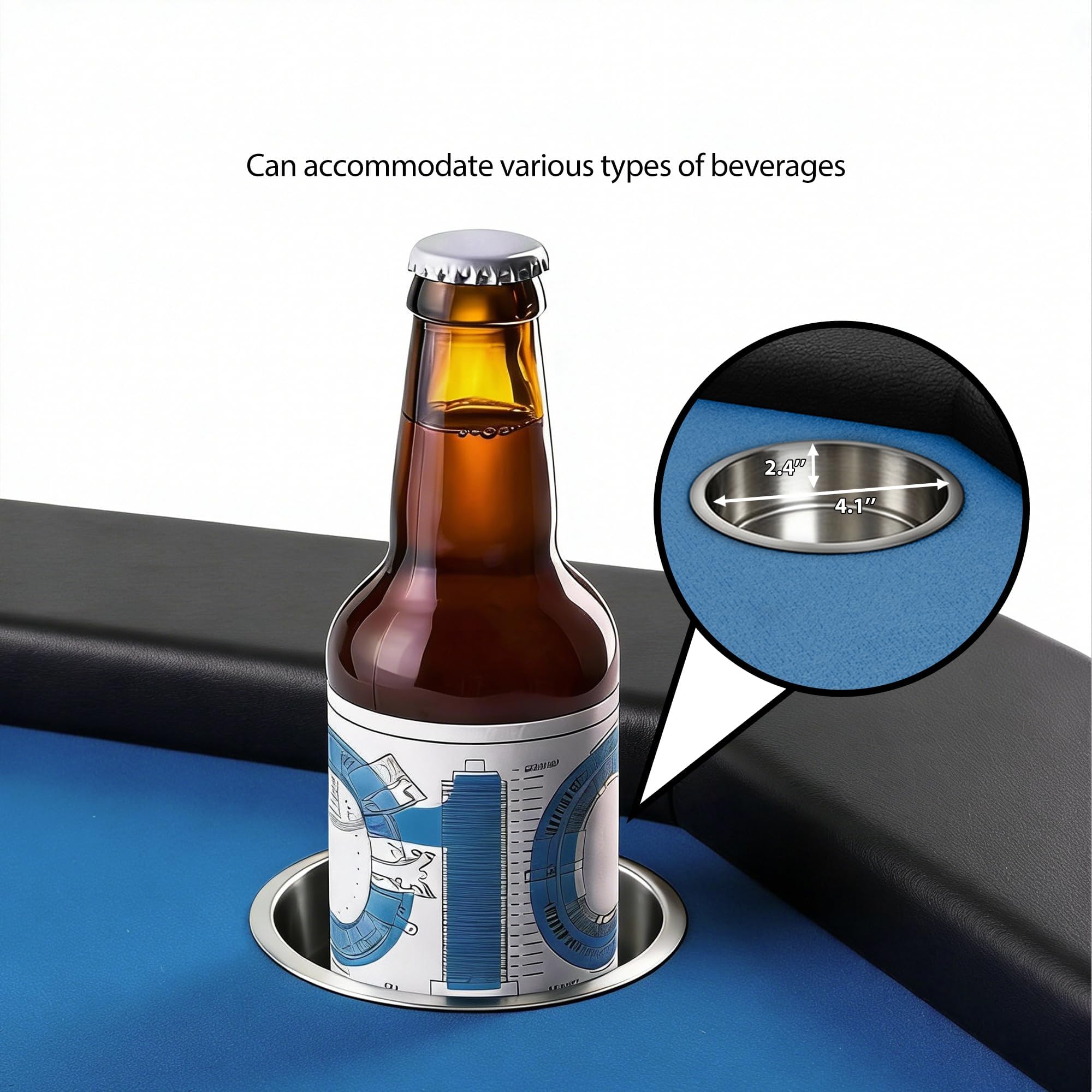 Table De Poker Pliable 120 cm Pour 8 Joueurs, Table De Casino Octogonale Pour Blackjack Et Texas Holdem, Avec Rails Rembourrés Confortables Et 8 Porte-Gobelets Intégrés, Idéale Pour Soirées Jeux, Mais