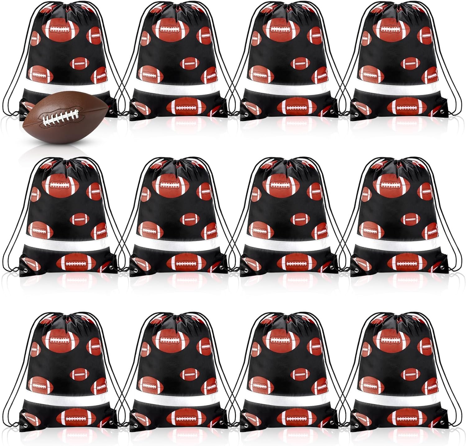 Saintrygo 12 Pcs String Bags Drawstring Back Sack with Reflective Stripe String Bags for Yoga Dance Swimming (Soccer)