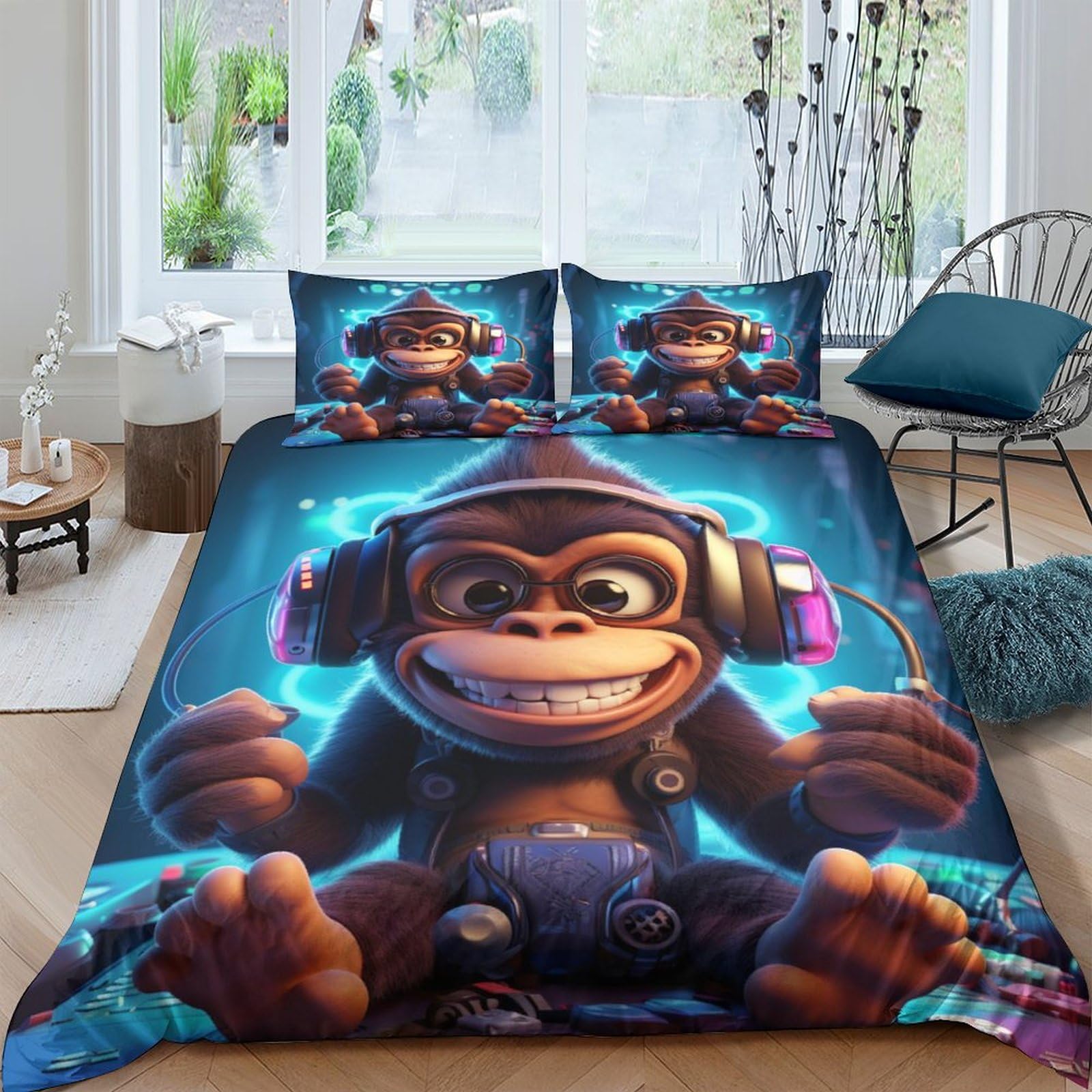 Housse de couette singe respirante en microfibre 3D souple avec zip 220x240