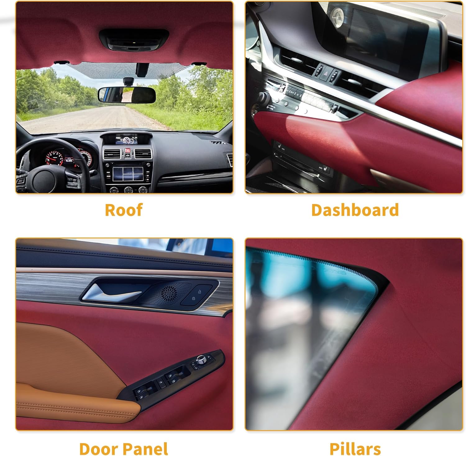 Headliner Fabric 96" L x 57" W Interior Trim DIY Roof Repair Replacement Suede Fabric Wine Red 1 Pcs