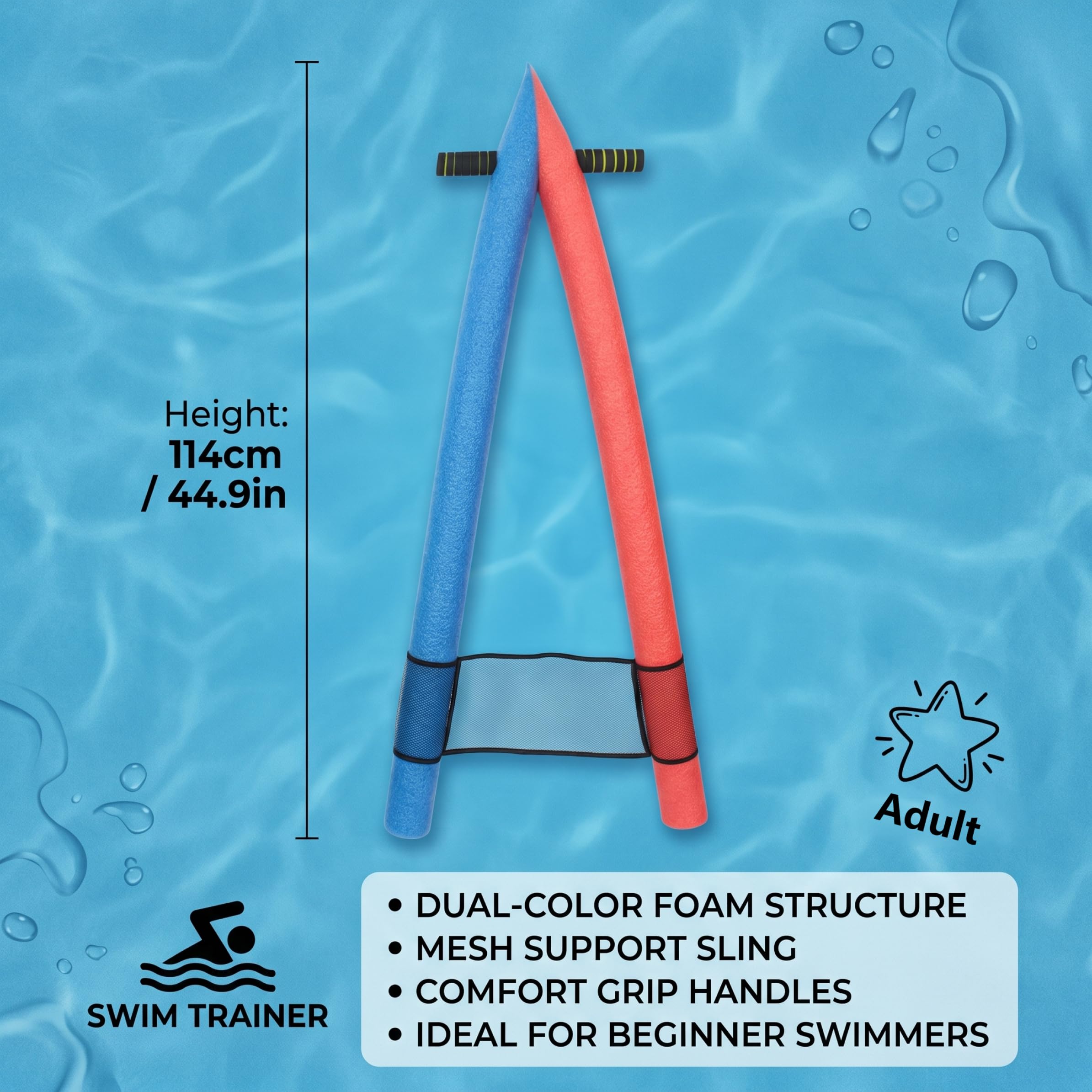 Tabla de natación Jumbo Pool Noodle en Forma de A para Adultos con Bolsa de Malla (Color Aleatorio)