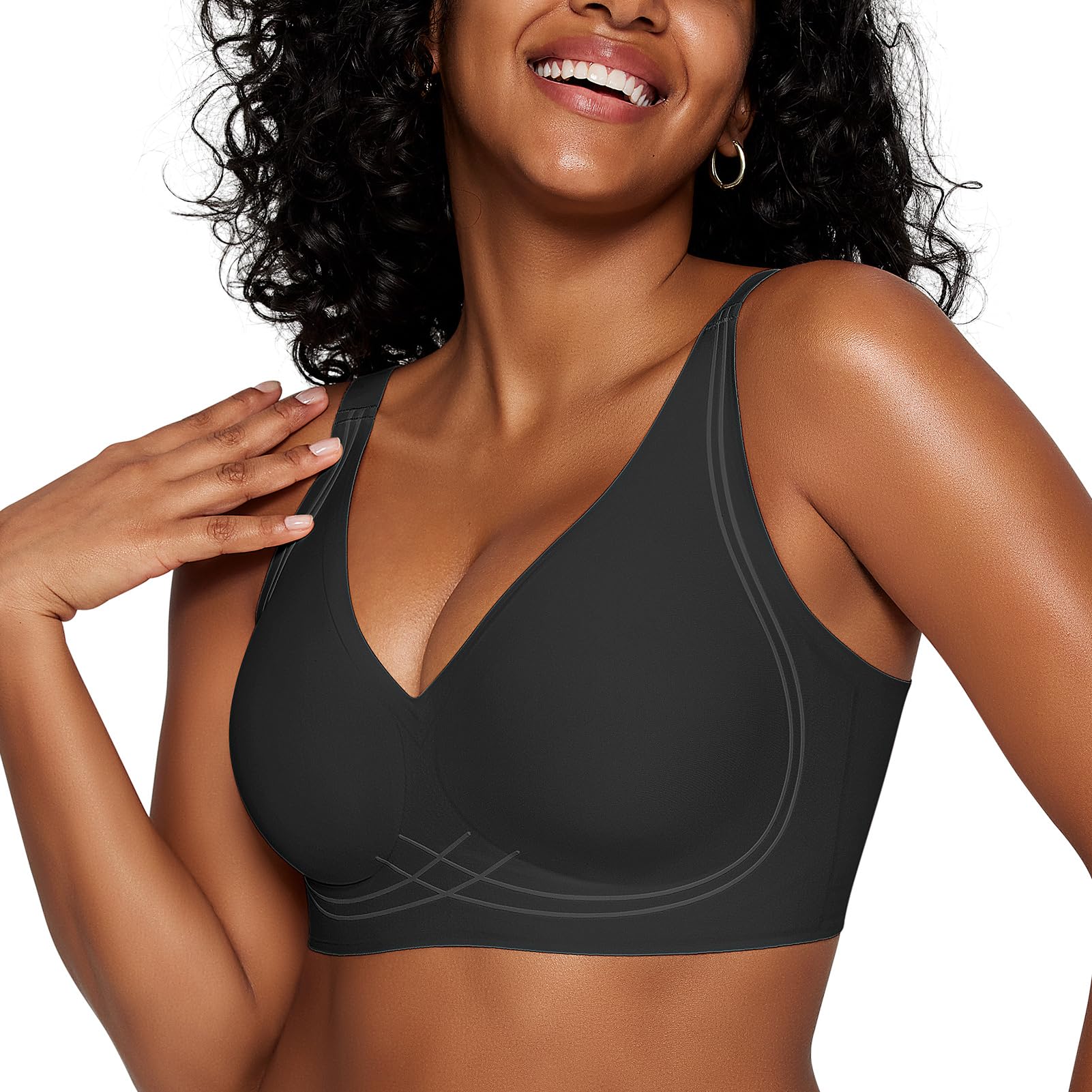 Seamless Wireless Bras for Women Full Coverage Push Up Bra Comfortable No Underwire Bralettes Deep V with Support and Lift