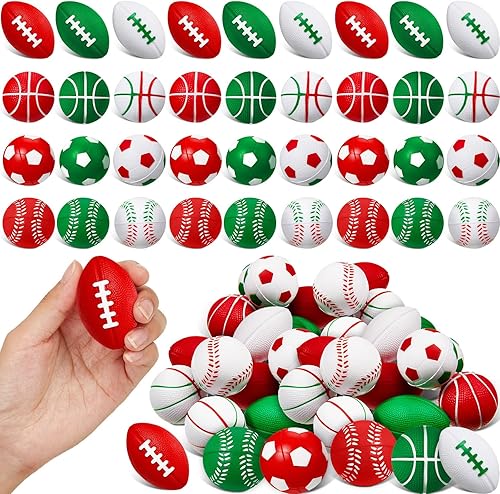 Miniatura 1 de Meooeck 120 bolas de Navidad a granel de 2 pulgadas, bolas de estrés suaves de 2 pulgadas, mini bolas de espuma de Navidad, bolas de estrés para