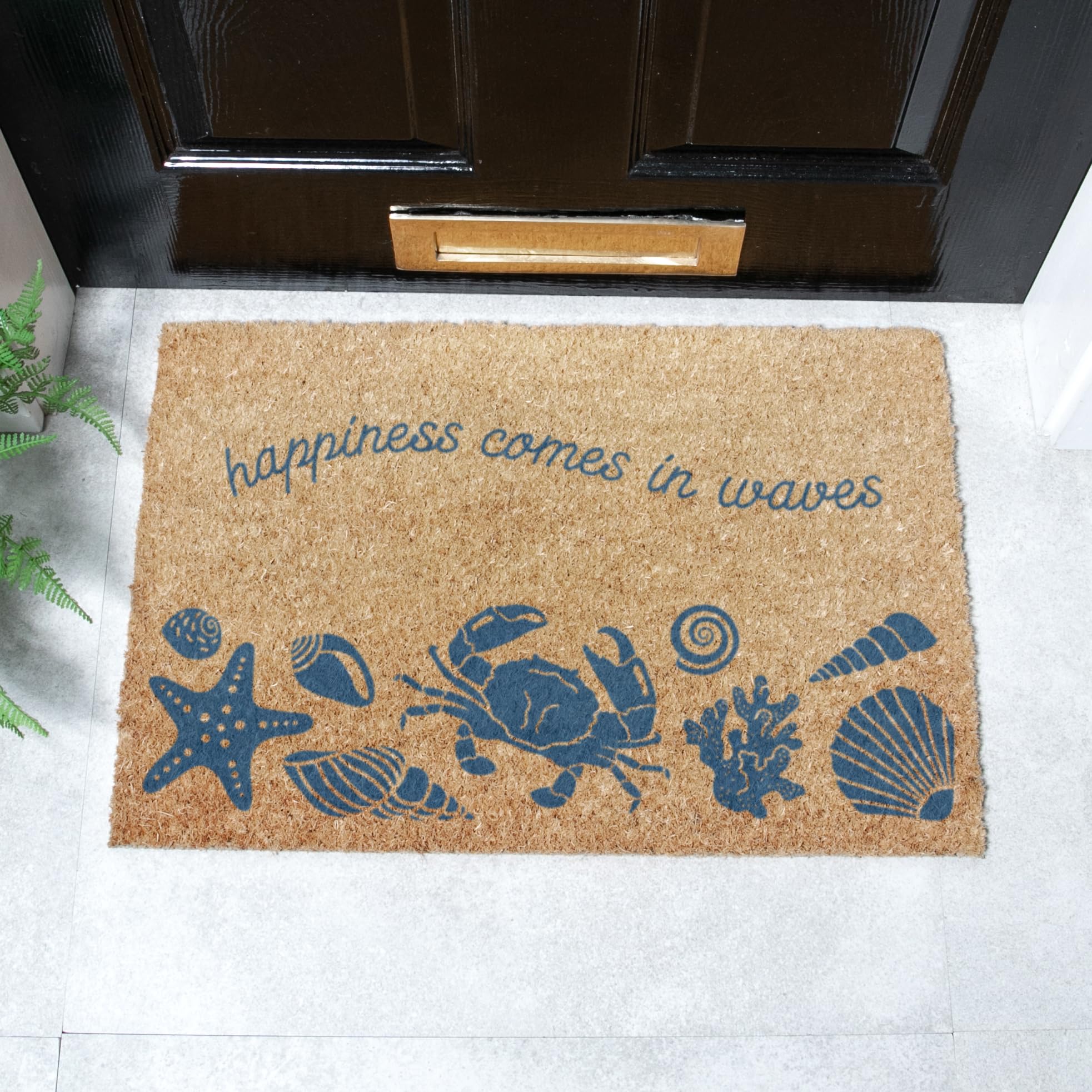 Artsy Mats - Comes In Waves Doormat - Made from Tufted Coconut Fibre - Non-Slip Natural Rubber Backed Door Mats Indoor - Heavy Duty, Decorative Outdoor Mats (60x40cm)