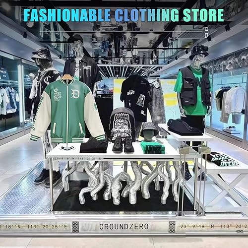 Miniatura 5 de Soporte de exhibición ajustable para camisetas, estante portátil de metal negro para camisas, abrigos y prendas de vestir, ideal para vendedores