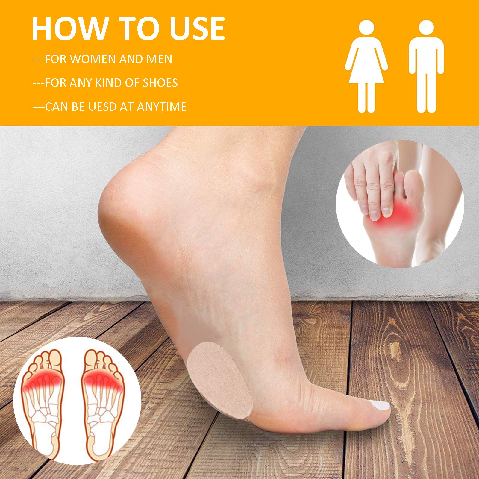 Buy Felt Metatarsal Pads, Ball of Foot Cushions for Forefoot and Sole Support, Foot Pain Relief