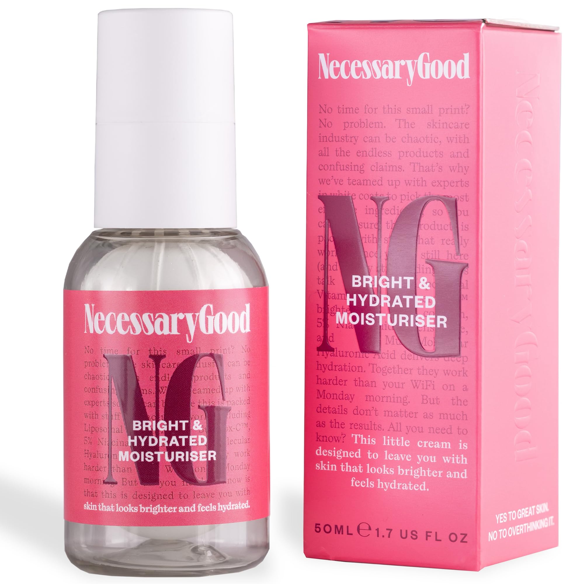 NecessaryGood Bright & Hydrated Face Moisturiser, Daily Moisturiser with Hyaluronic Acid, Niacinamide