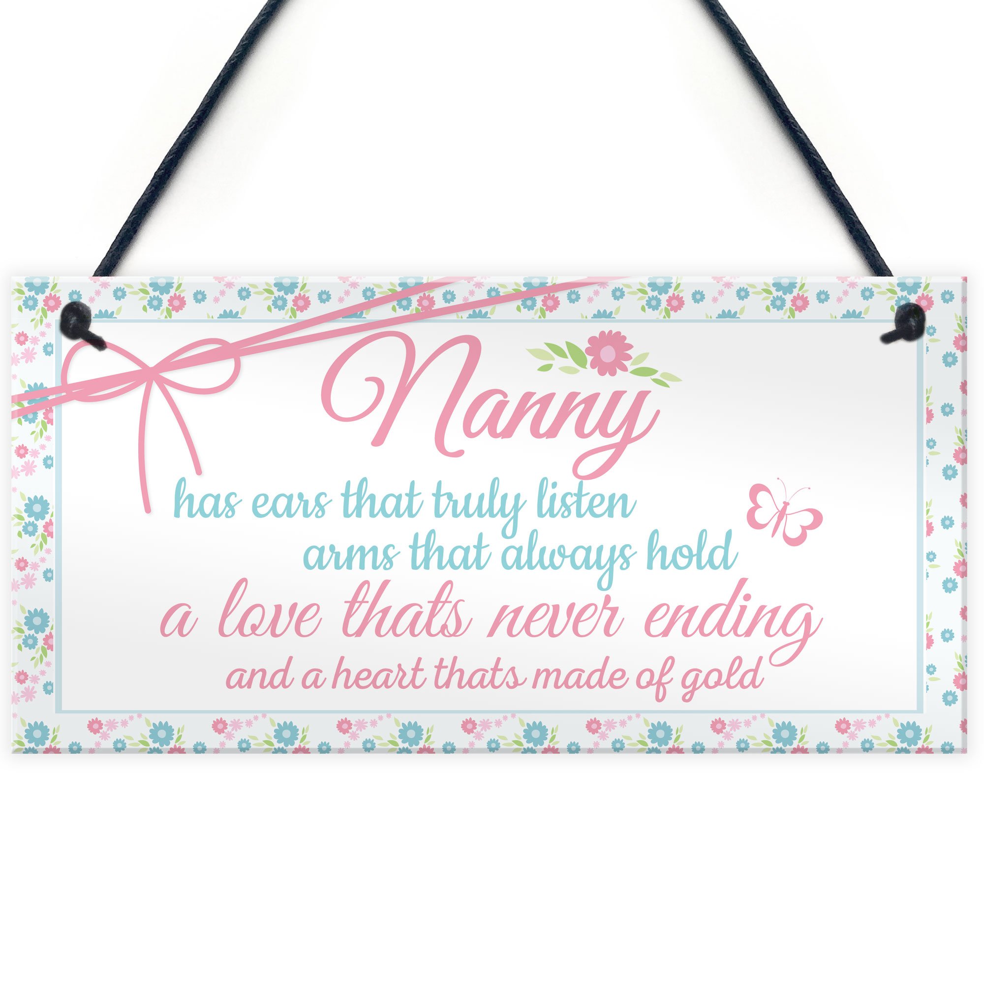 Red Ocean Nanny Heart Of Gold Birthday Gift Sign Chic Cute Nan Nanny Grandmother Special Keepsake