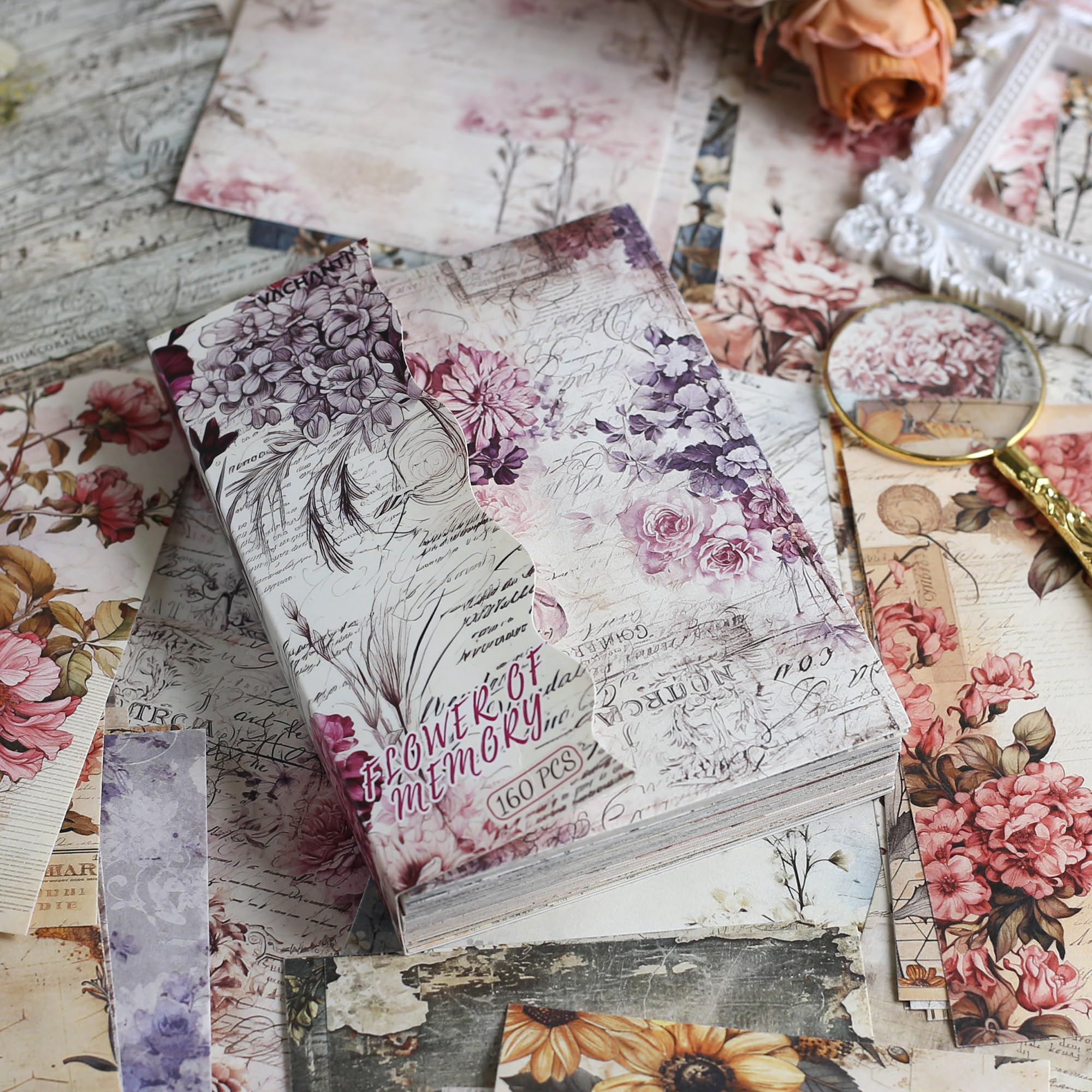 Vintage Flower Scrapbook Paper - 160 Sheets -5 Vintage Flower Scrapbook Paper - 160 Sheets -5