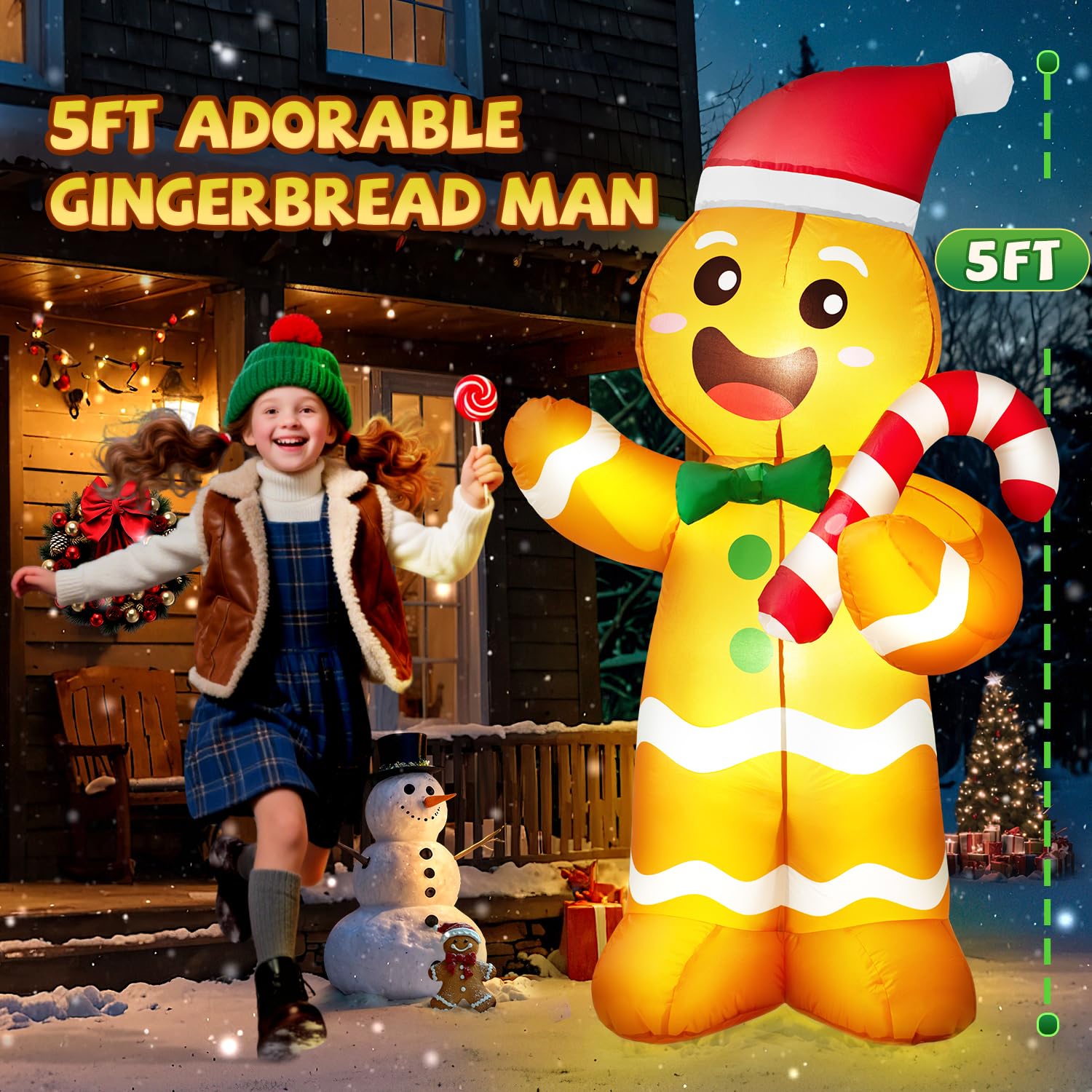 クリスマス飾り ジンジャーブ デコレーション 膨らます イベント  庭 屋外装飾 Amazon.co.jp: zukakii 5フィート クリスマス 空気注入式 ジンジャー