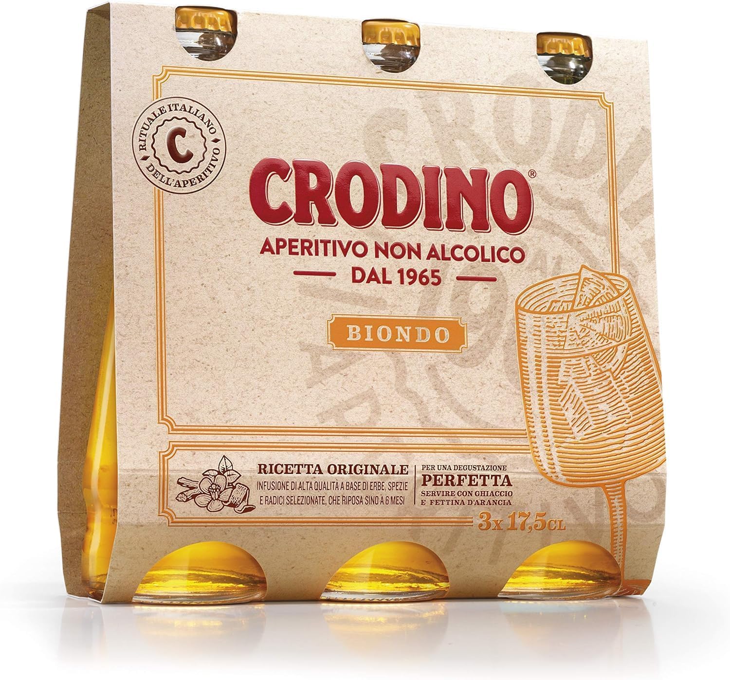 Italian Gourmet Bundle Crodino, Apéritif Sans Alcool Blond 24 x 175 ml Boisson Apéritive Italienne Format Verre Prêt à Boire Pour Apéro Réception Fête Table + Italian Gourmet Polpa