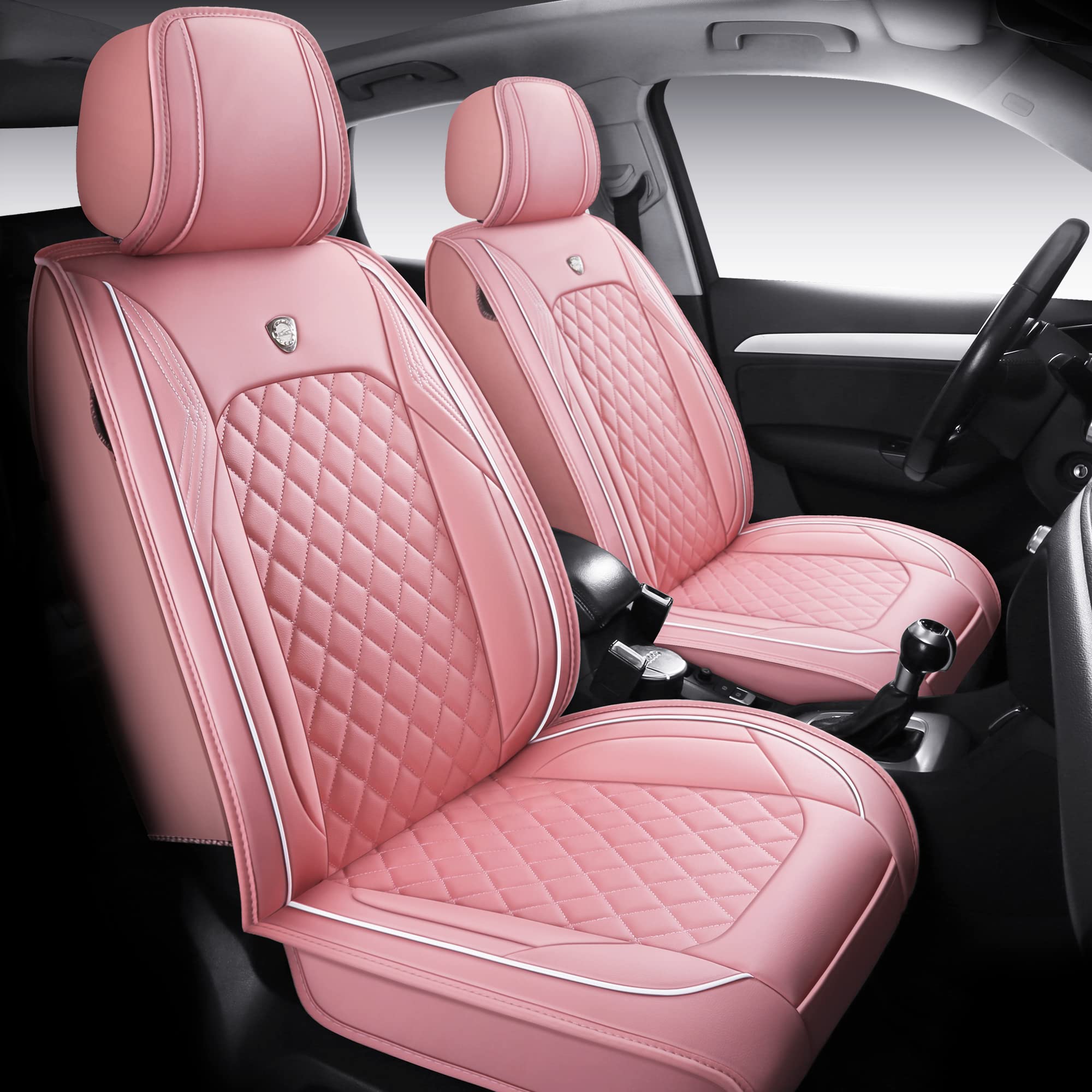 NYPKLO01 Leather Car Seat Covers Vehicle Cushion Cover for 5 Passenger Cars SUV Universal Fit Set for Auto