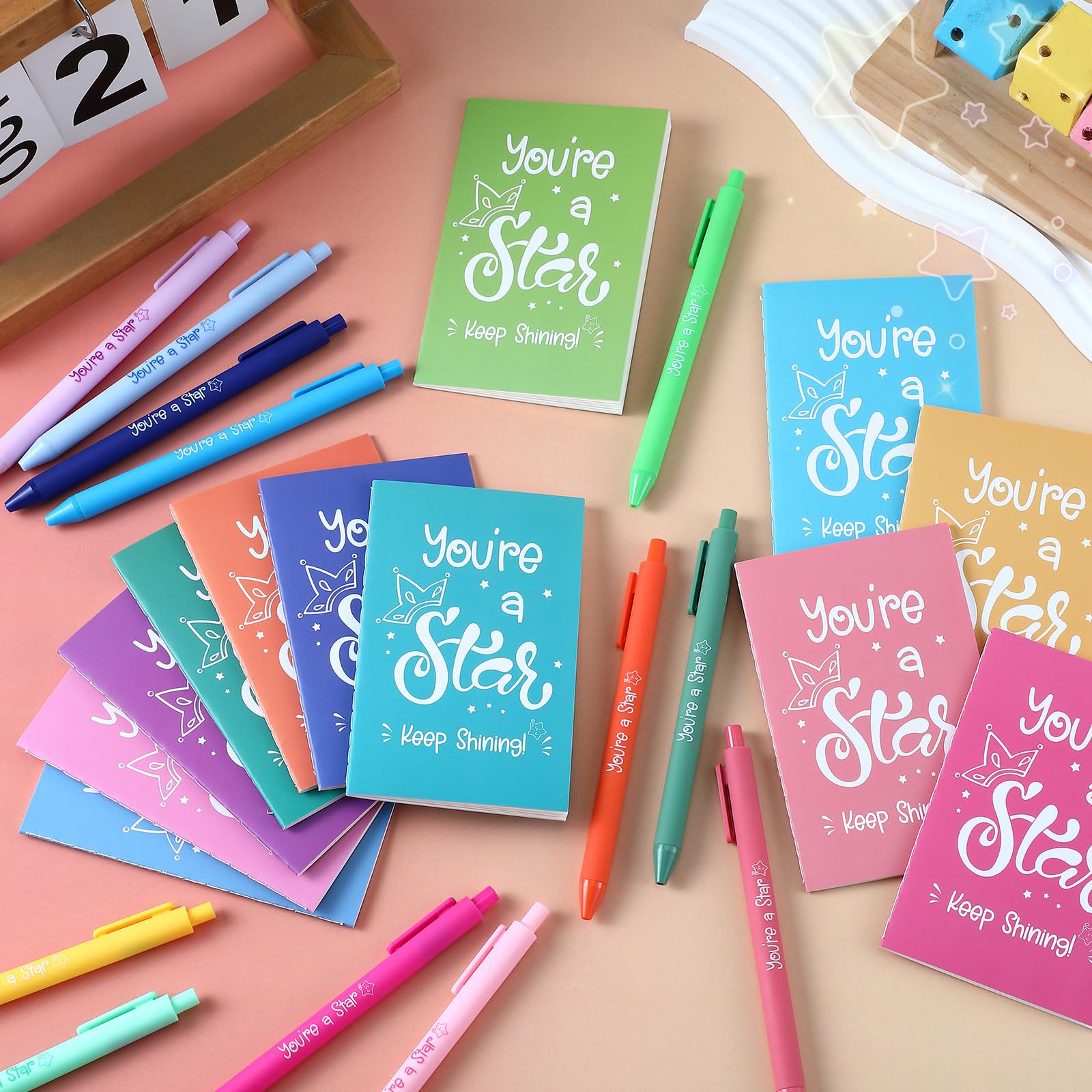 Clabby 36 Set End of Term Gifts for Students from Teachers Bulk You're a Star Keep Shining Inspirational Notebooks with Colorful Pens Gifts for Class Rewards End of Year School Leavers - Image 2