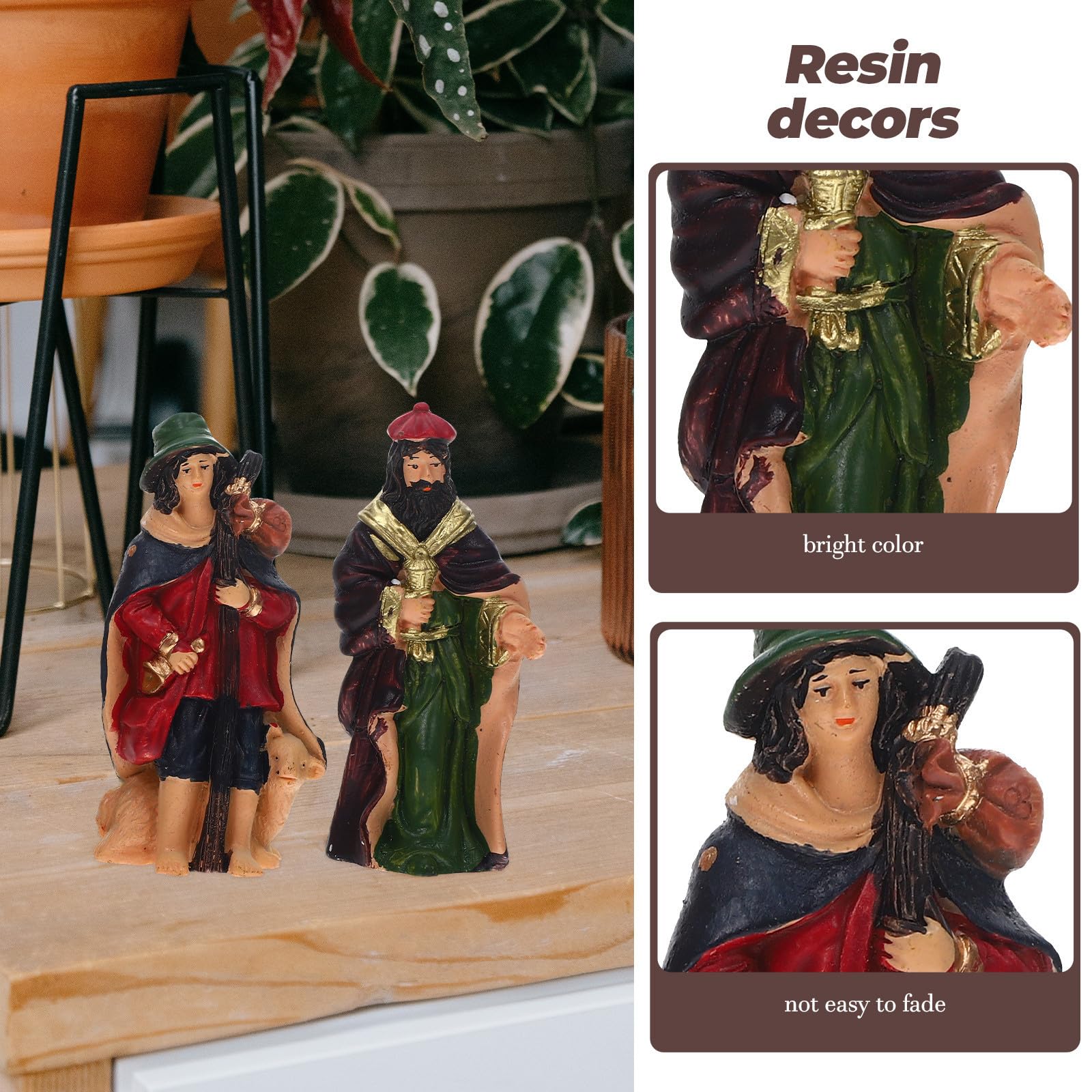 Toyvian 3 Sets Kleine Krippenfiguren aus Kunstharz für Zuhause und Büro