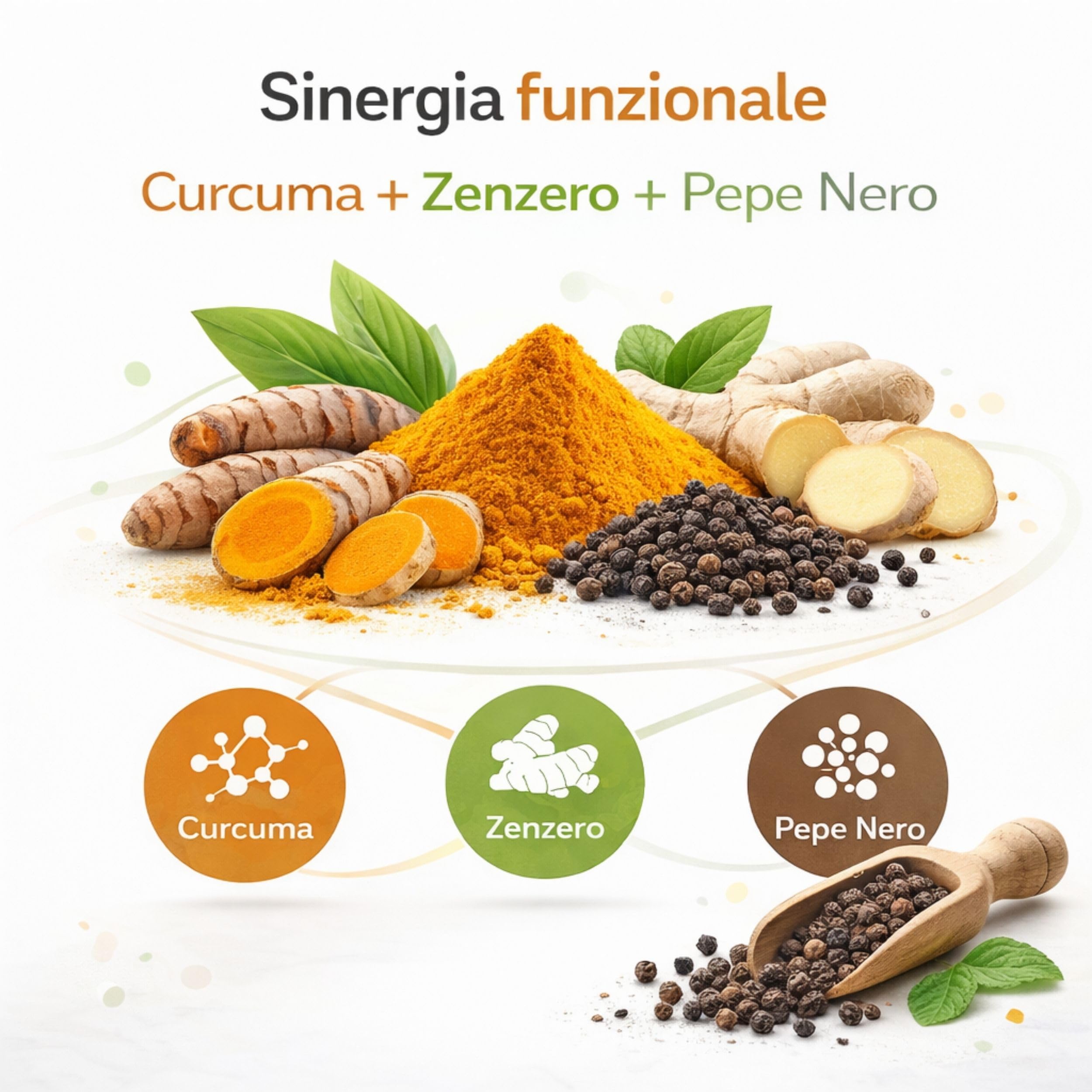 BioCurcuma - Curcumina e Piperina [Scorta 4 Mesi] Articolazioni e Muscoli | Curcuma Piperina Zenzero | Antinfiammatorio Naturale, Made in Italy - 120 Capsule