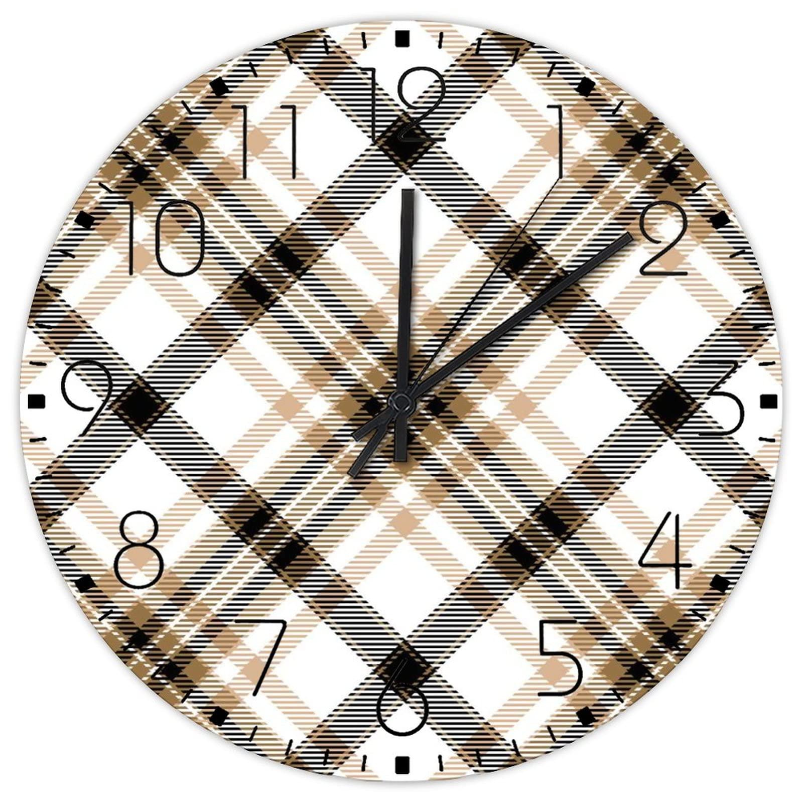 Horloge murale en bois vintage de 30cm style carreaux de buffle