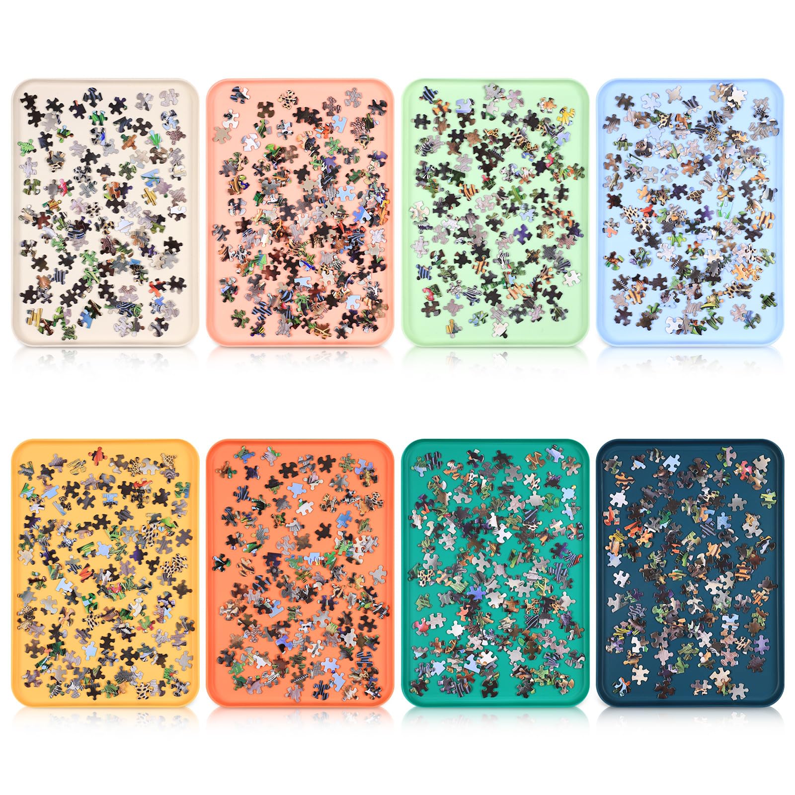 8 Pcs 15'' x 10.5'' Extra Large Puzzle Sorting Trays Stackable Puzzle Trays for Sorting Piece Sorter Jigsaw Storage Accessory for Sorting 2000/3000/5000/6000 Pieces