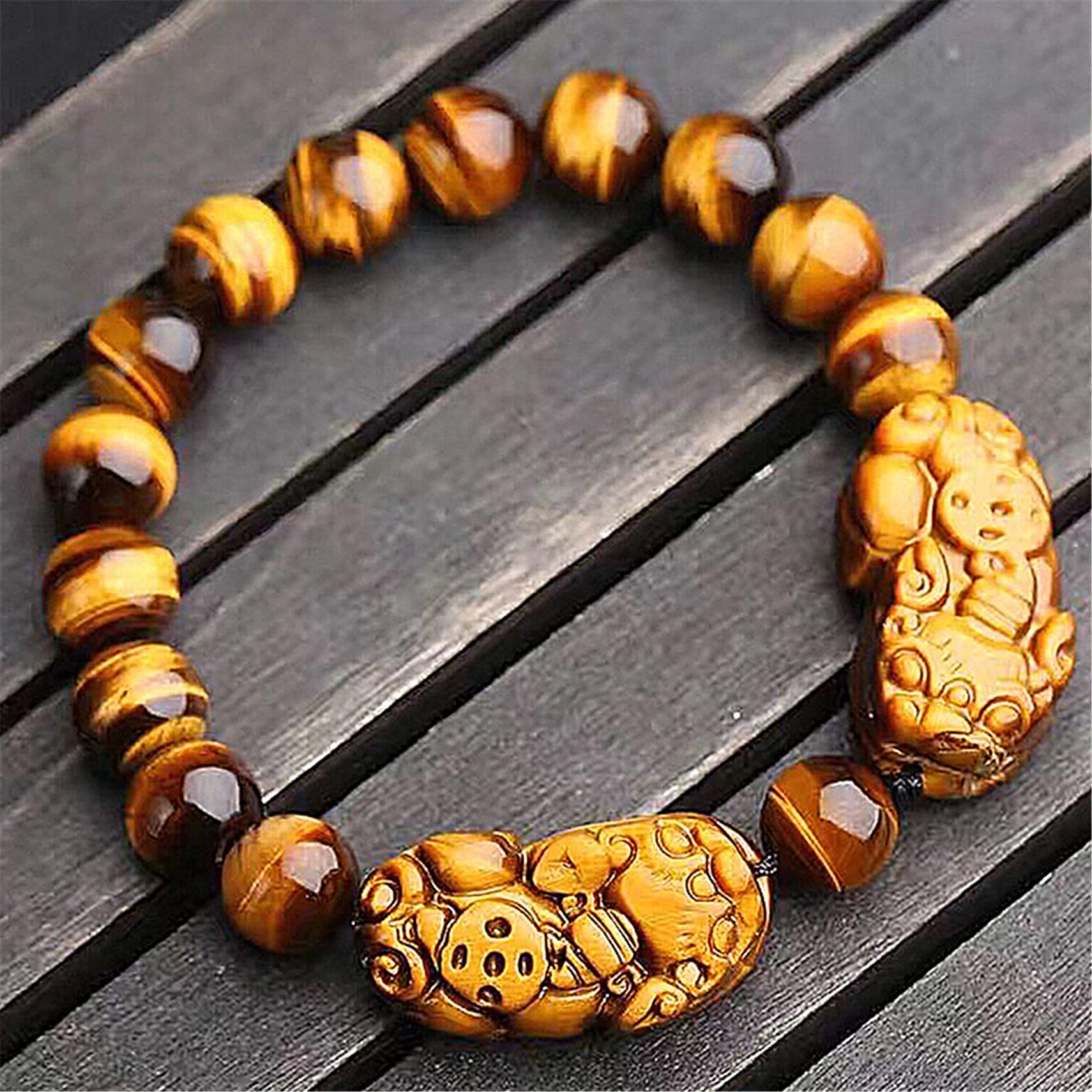 Bracciale Feng Shui In Pietre Naturali - Occhio Di Tigre, Ametista E Citrino - Portafortuna Per Ricchezza E Prosperità - Regolabile, Gioiello Donna - 4