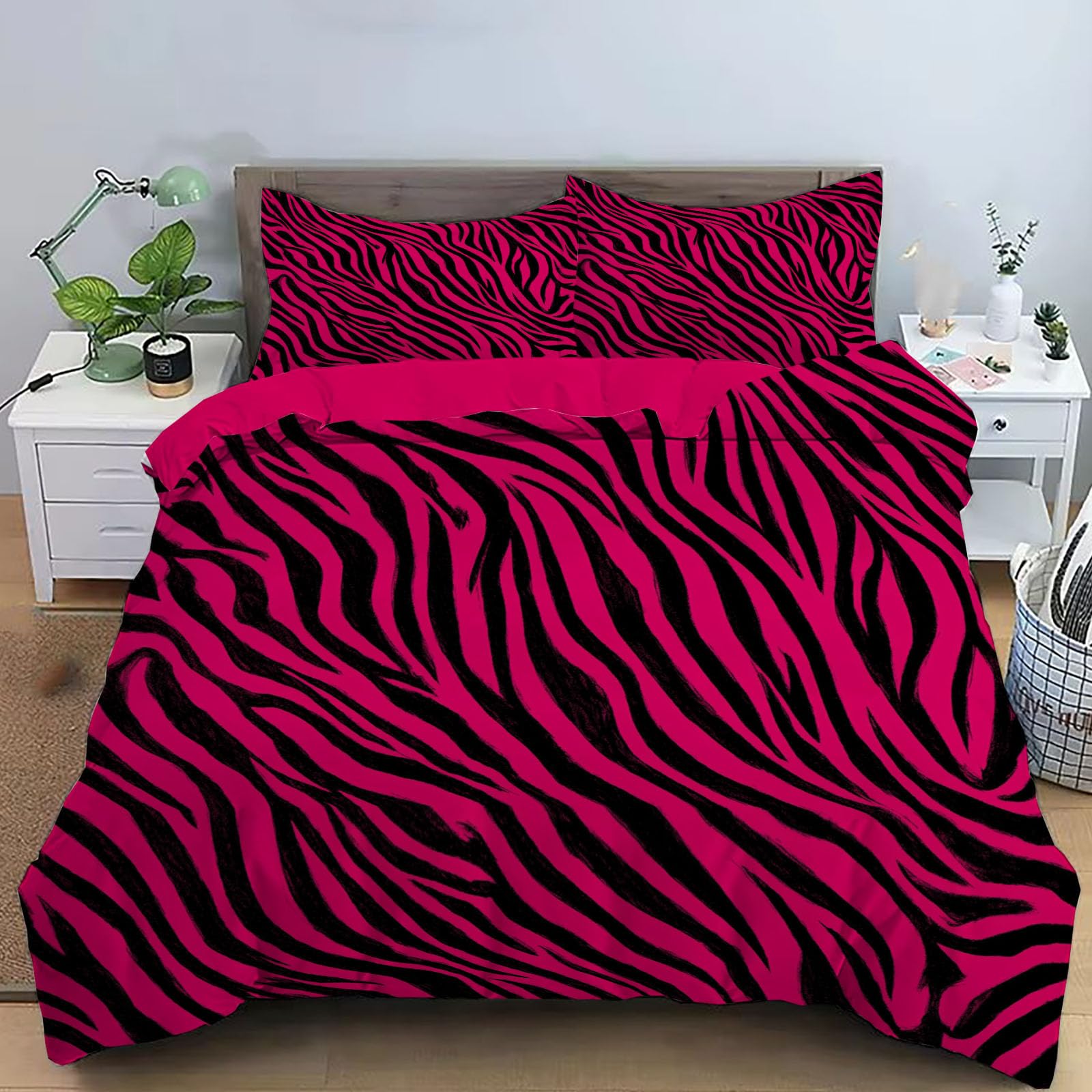 CEDNXOER King Duvet Cover Set,Ultra Soft Breathable Brushed Microfiber Bedding Set With Zipper Closure,Simple Stripes Zebra Print Print Bed Quilt Cover + 2 ×Pillowcases,220x230cm